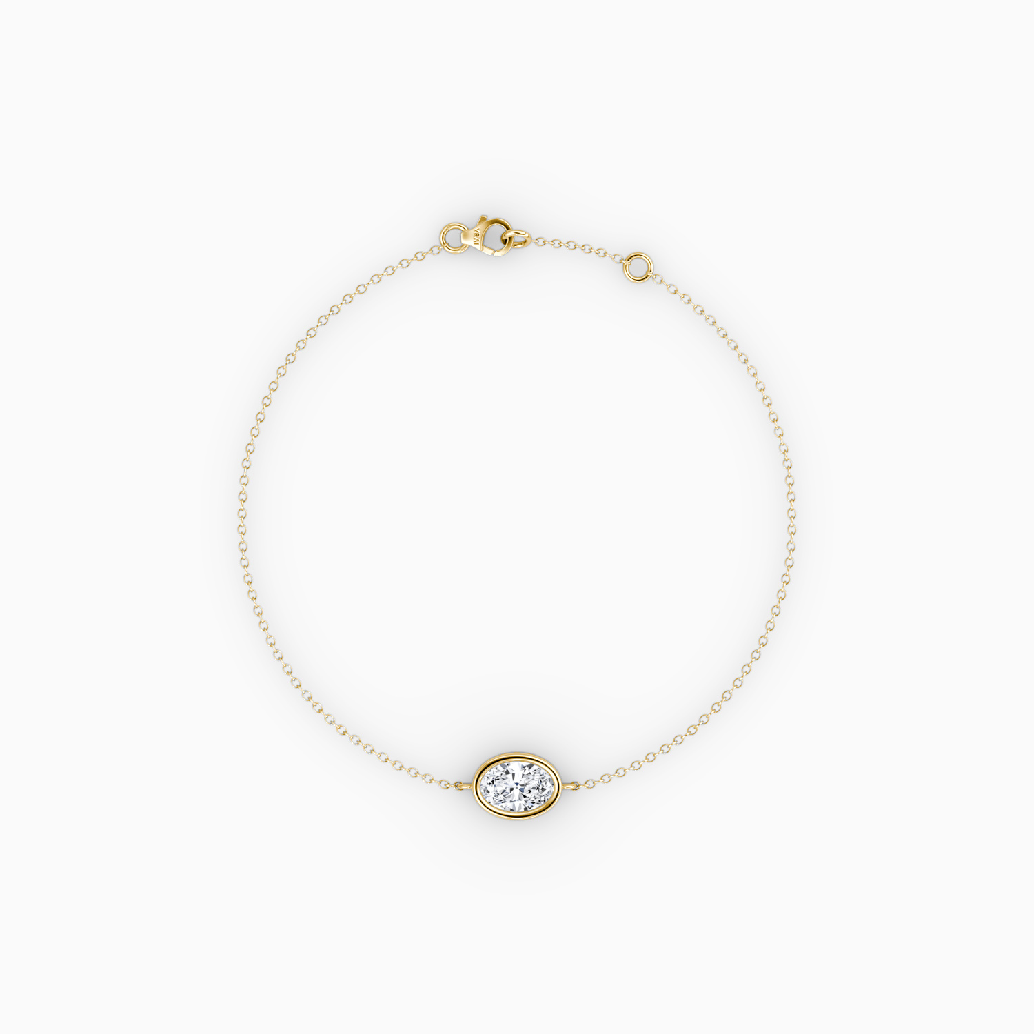 Bezel Solitaire Bracelet 14k Yellow Gold Oval Cut 1 4 Carat Created Diamond