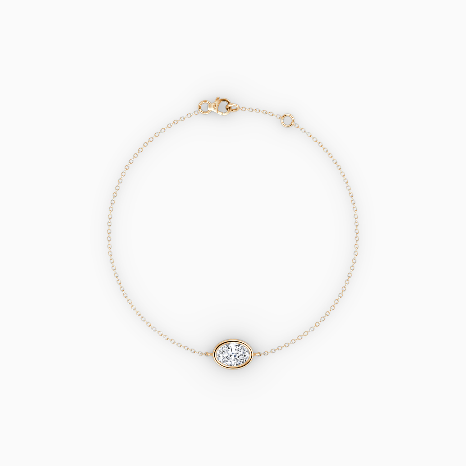 Bezel Solitaire Bracelet 14k Rose Gold Oval Cut 1 4 Carat Created Diamond