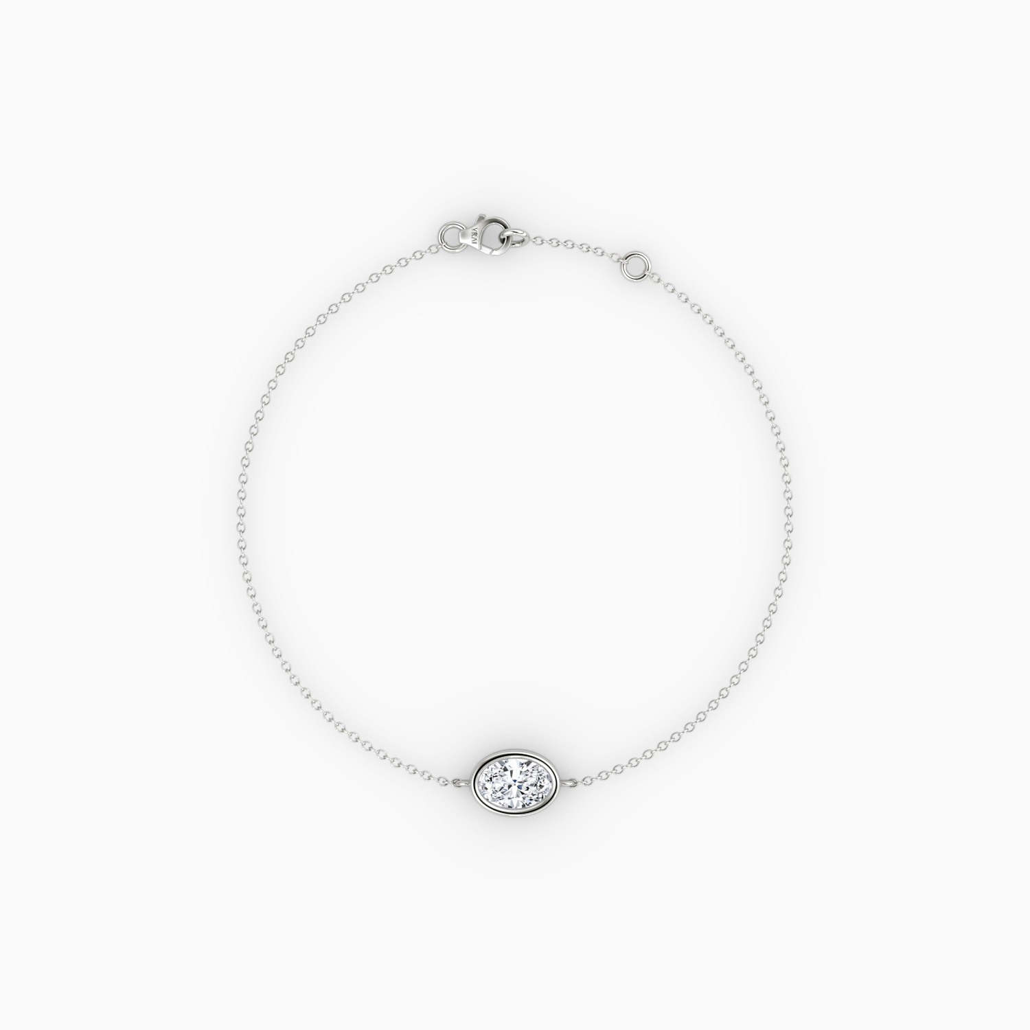 Bezel Solitaire Bracelet 14k White Gold Oval Cut 1 4 Carat Created Diamond
