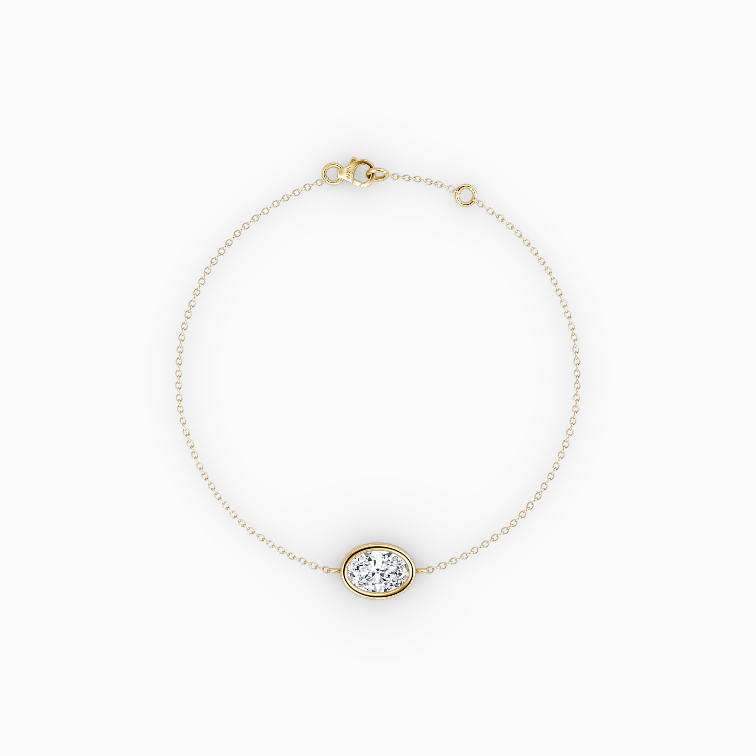 Bezel Solitaire Bracelet 14k Yellow Gold Oval Cut 1 2 Carat Created Diamond