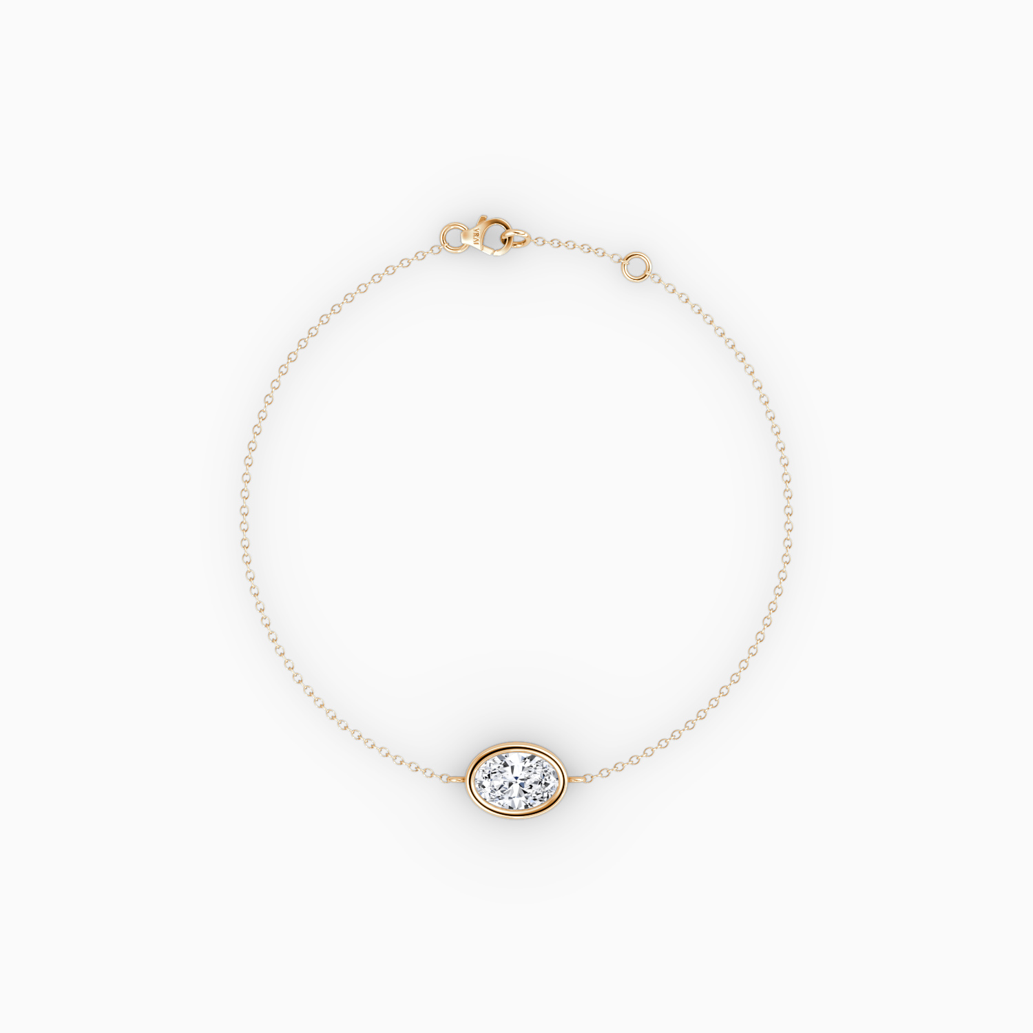 Bezel Solitaire Bracelet 14k Rose Gold Oval Cut 1 2 Carat Created Diamond