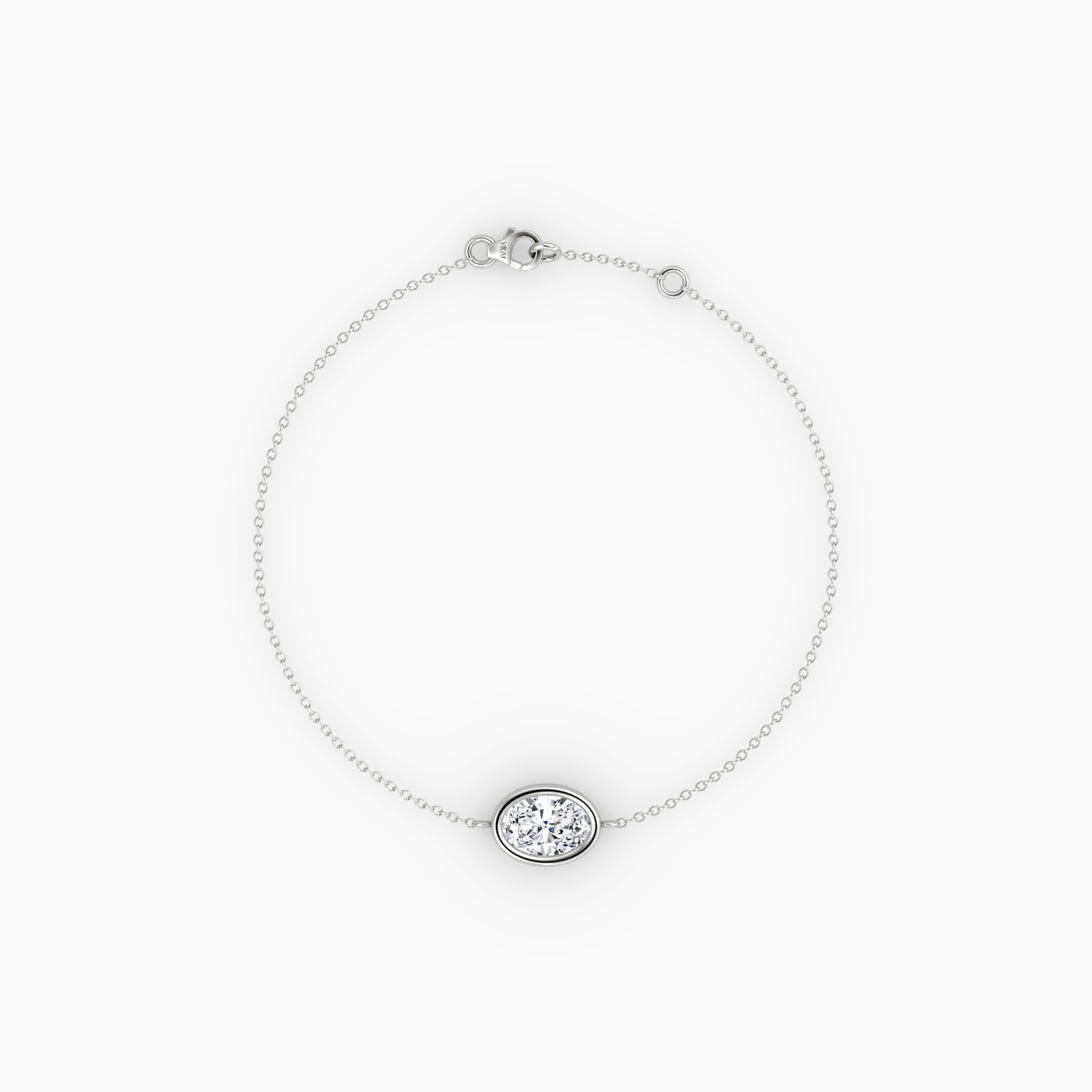 Bezel Solitaire Bracelet 14k White Gold Oval Cut 1 2 Carat Created Diamond