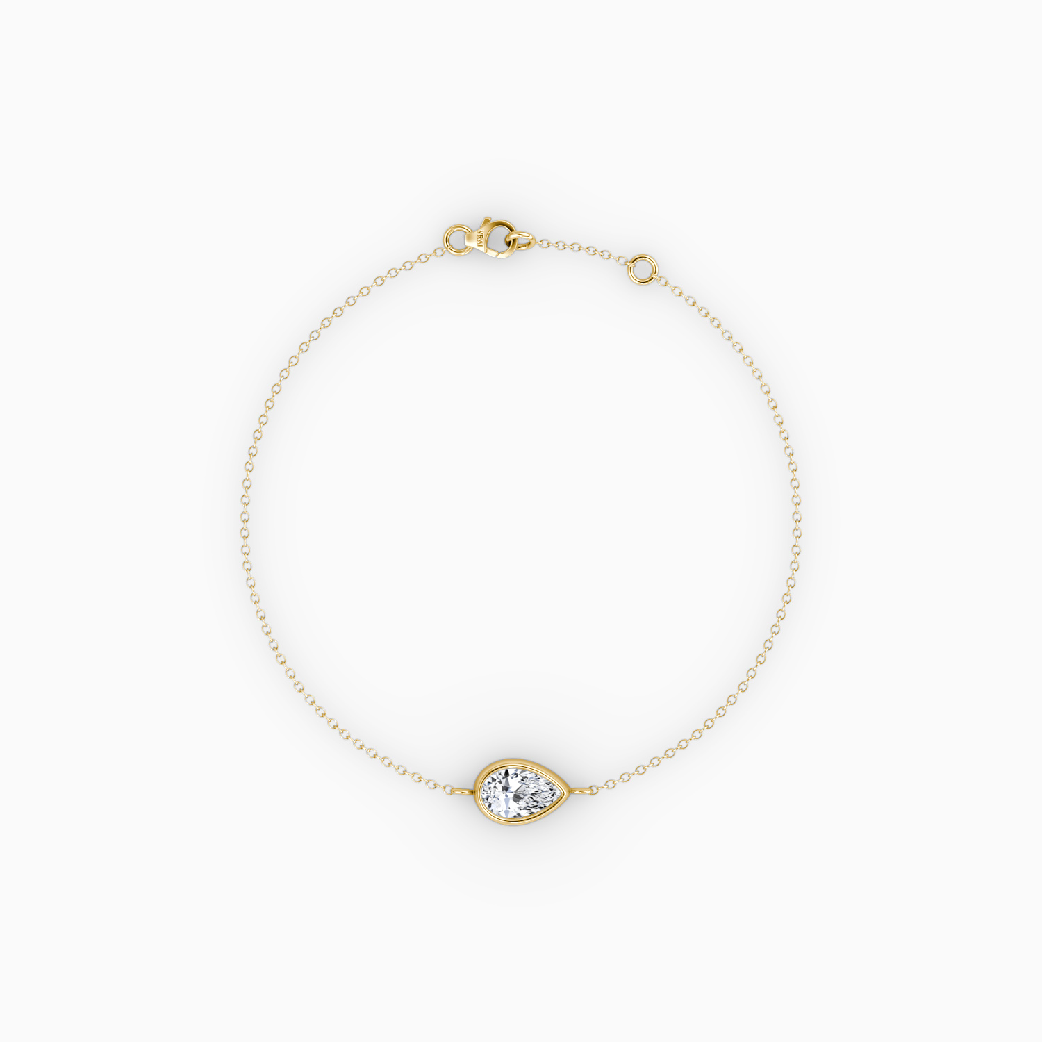 Bezel Solitaire Bracelet 14k Yellow Gold Pear Cut 1 4 Carat Created Diamond
