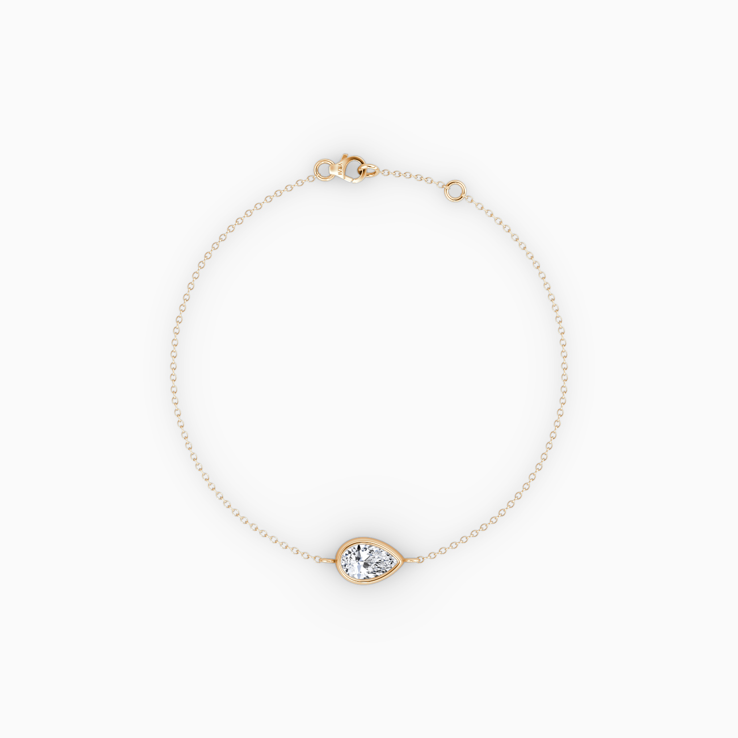 Bezel Solitaire Bracelet 14k Rose Gold Pear Cut 1 4 Carat Created Diamond
