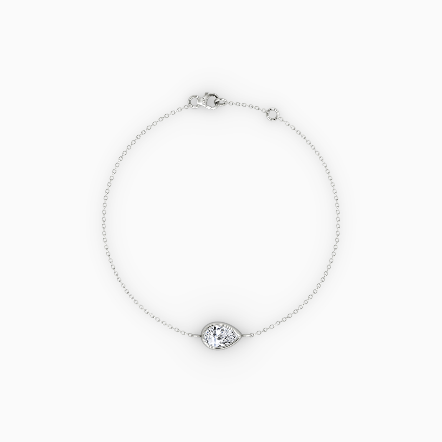 Bezel Solitaire Bracelet 14k White Gold Pear Cut 1 4 Carat Created Diamond