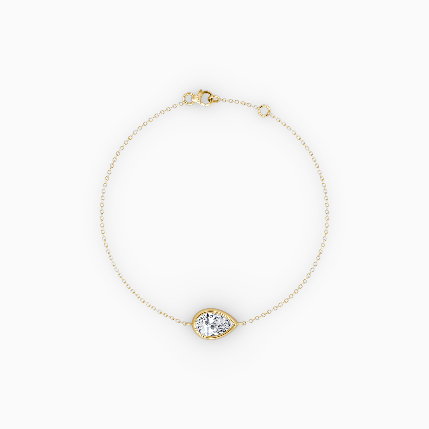 Bezel Solitaire Bracelet 14k Yellow Gold Pear Cut 1 2 Carat Created Diamond