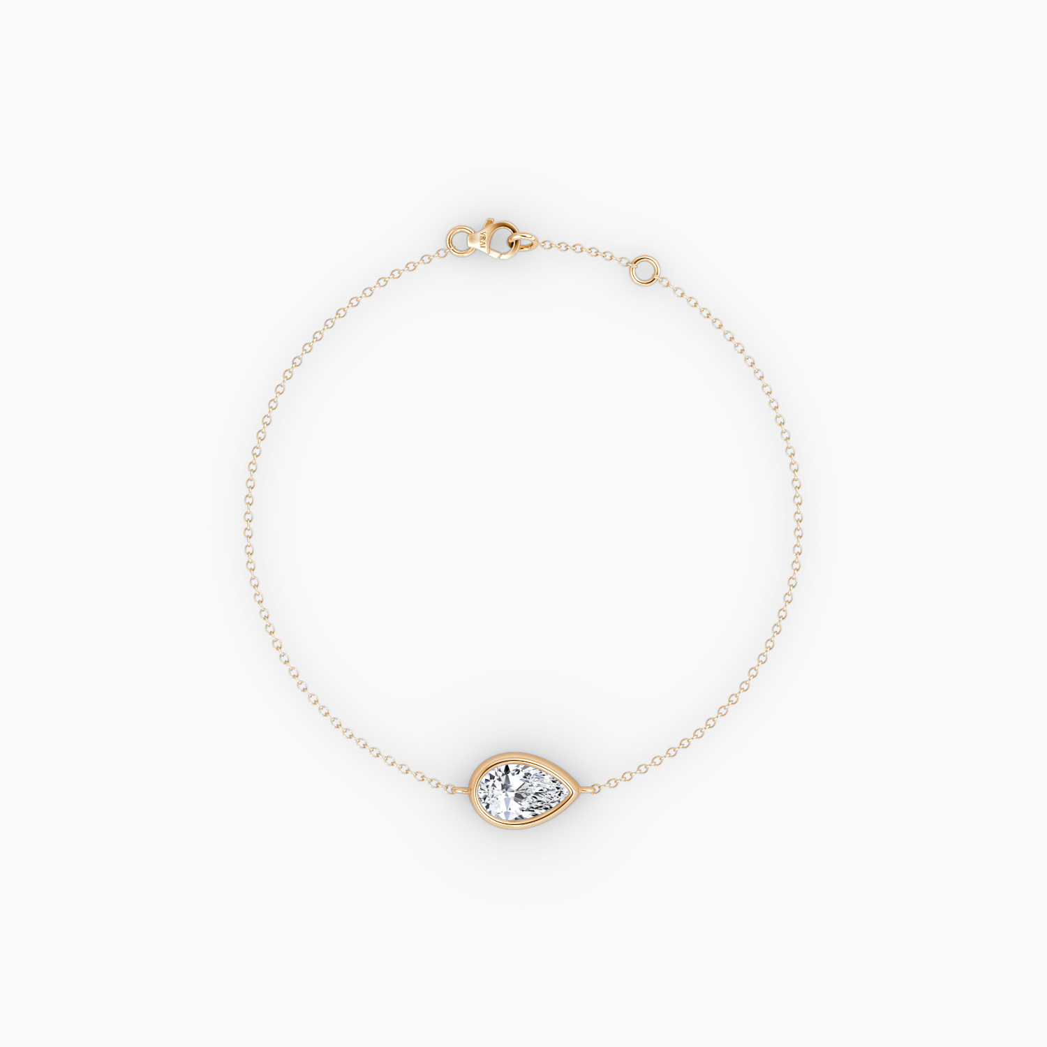 Bezel Solitaire Bracelet 14k Rose Gold Pear Cut 1 2 Carat Created Diamond