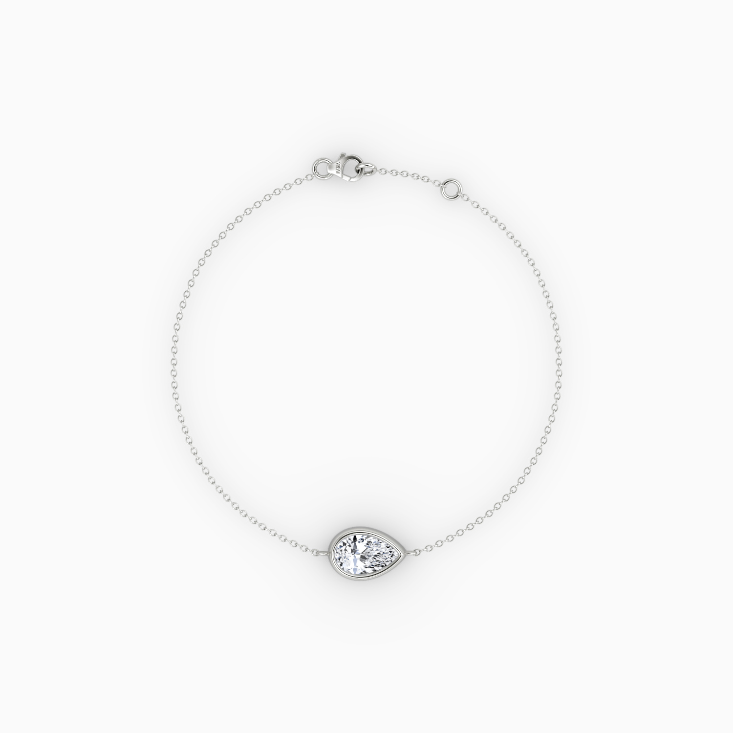 Bezel Solitaire Bracelet 14k White Gold Pear Cut 1 2 Carat Created Diamond