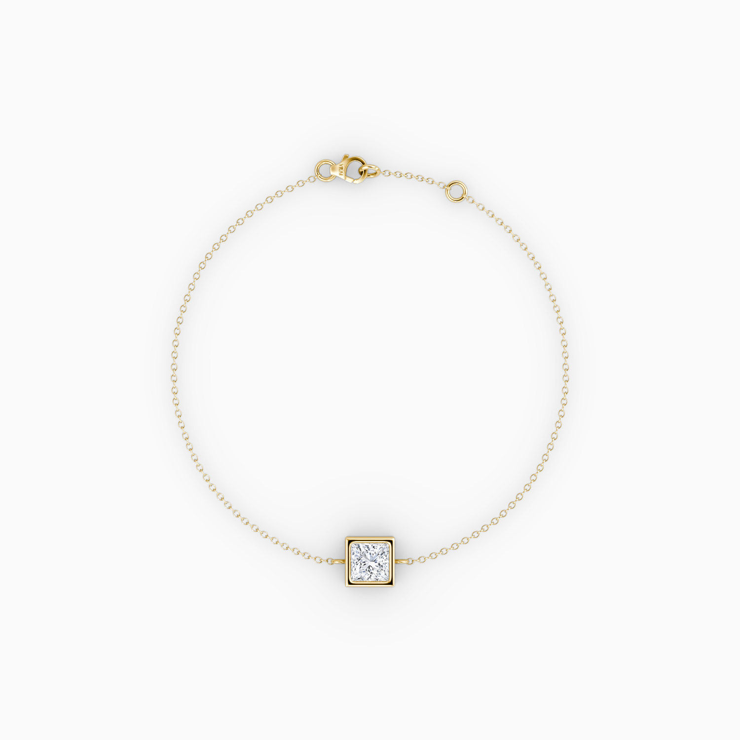 Bezel Solitaire Bracelet 14k Yellow Gold Princess Cut 1 4 Carat Created Diamond