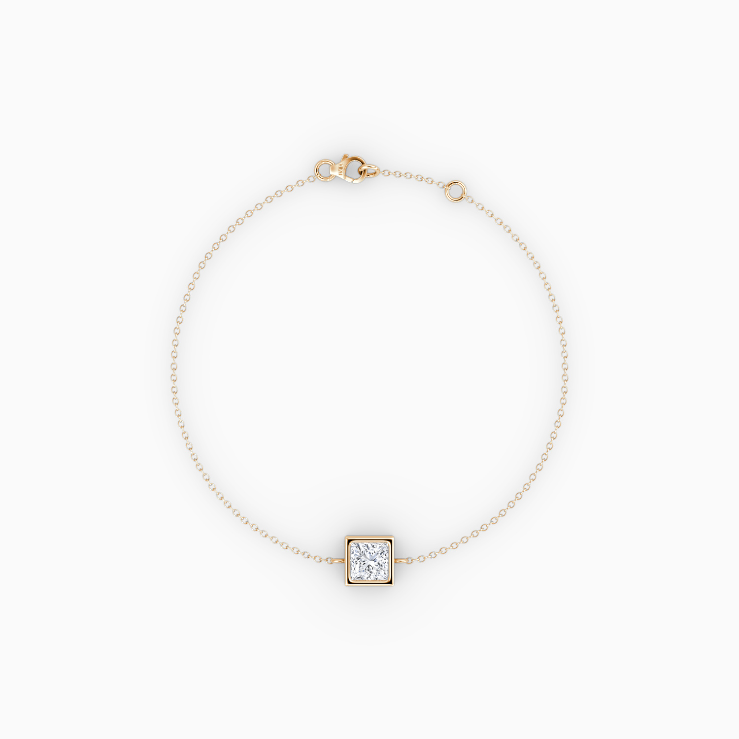 Bezel Solitaire Bracelet 14k Rose Gold Princess Cut 1 4 Carat Created Diamond