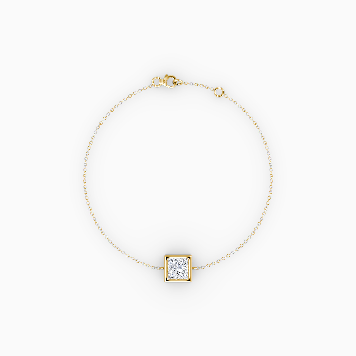 Bezel Solitaire Bracelet 14k Yellow Gold Princess Cut 1 2 Carat Created Diamond