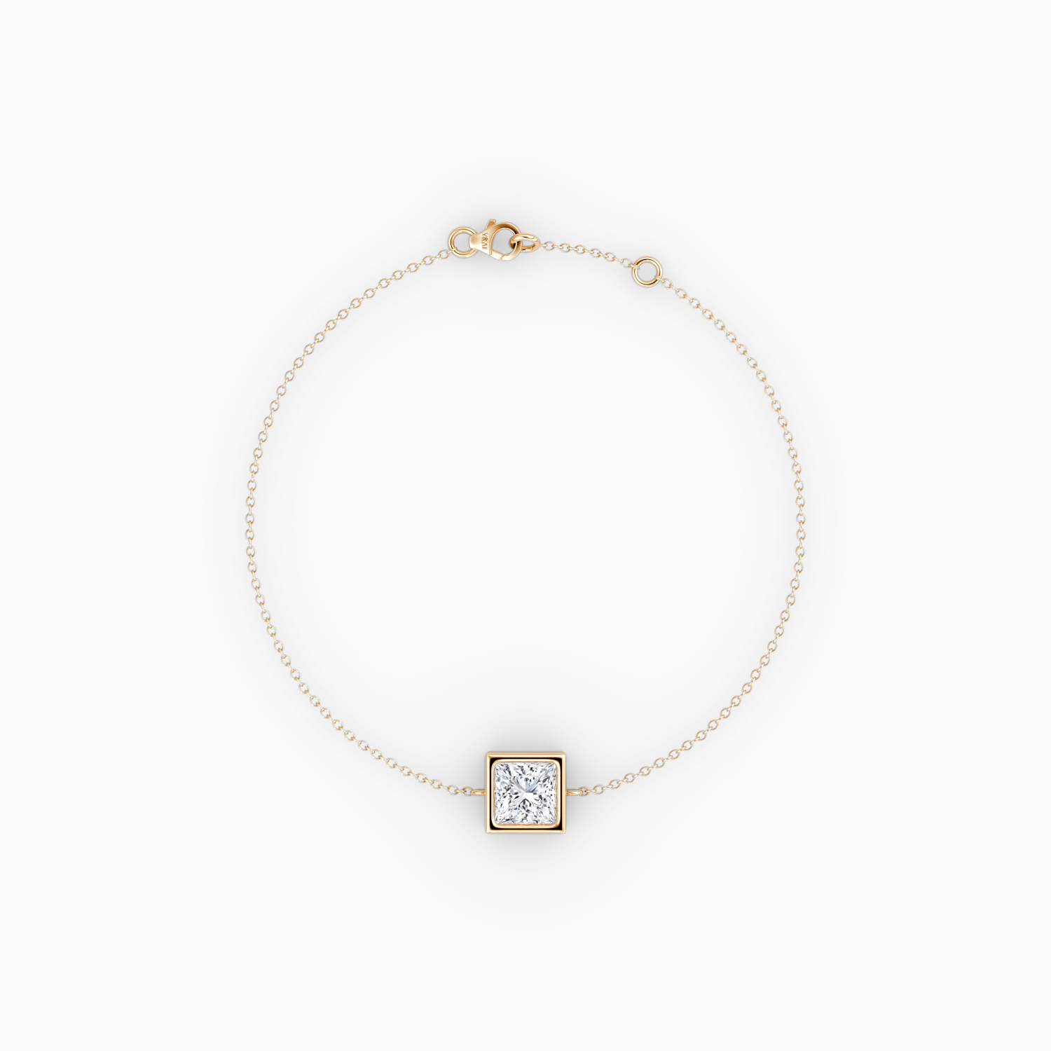 Bezel Solitaire Bracelet 14k Rose Gold Princess Cut 1 2 Carat Created Diamond