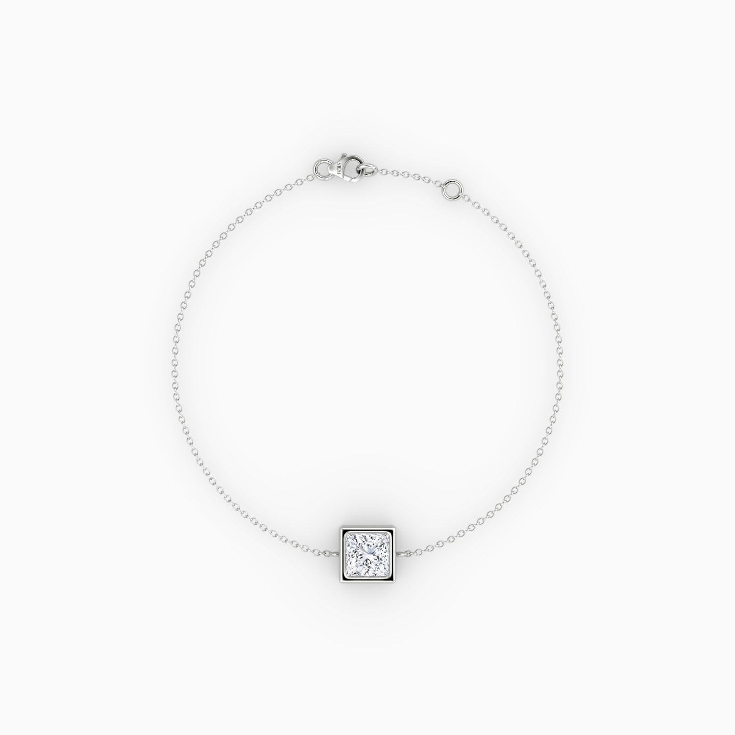 Bezel Solitaire Bracelet 14k White Gold Princess Cut 1 2 Carat Created Diamond
