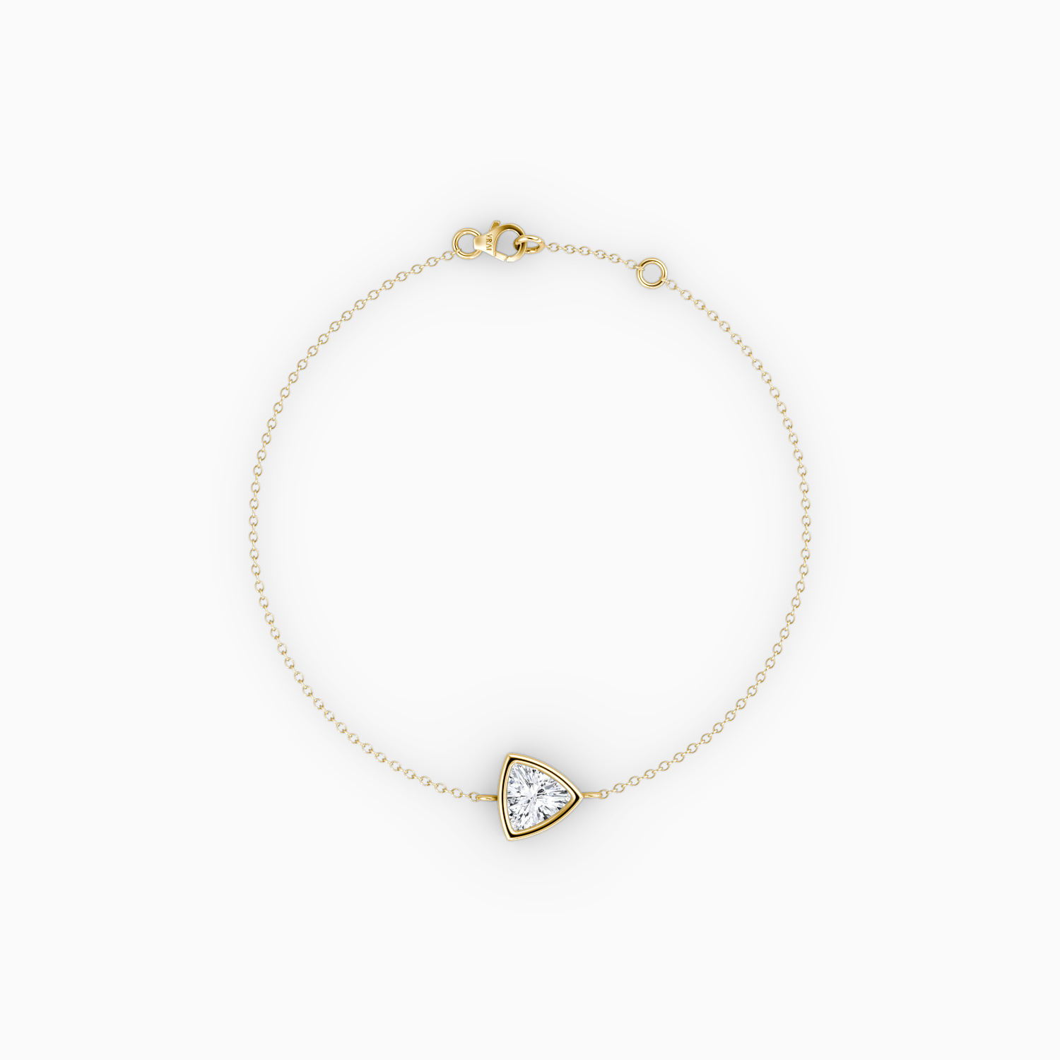 Bezel Solitaire Bracelet 14k Yellow Gold Trillion Cut 1 4 Carat Created Diamond