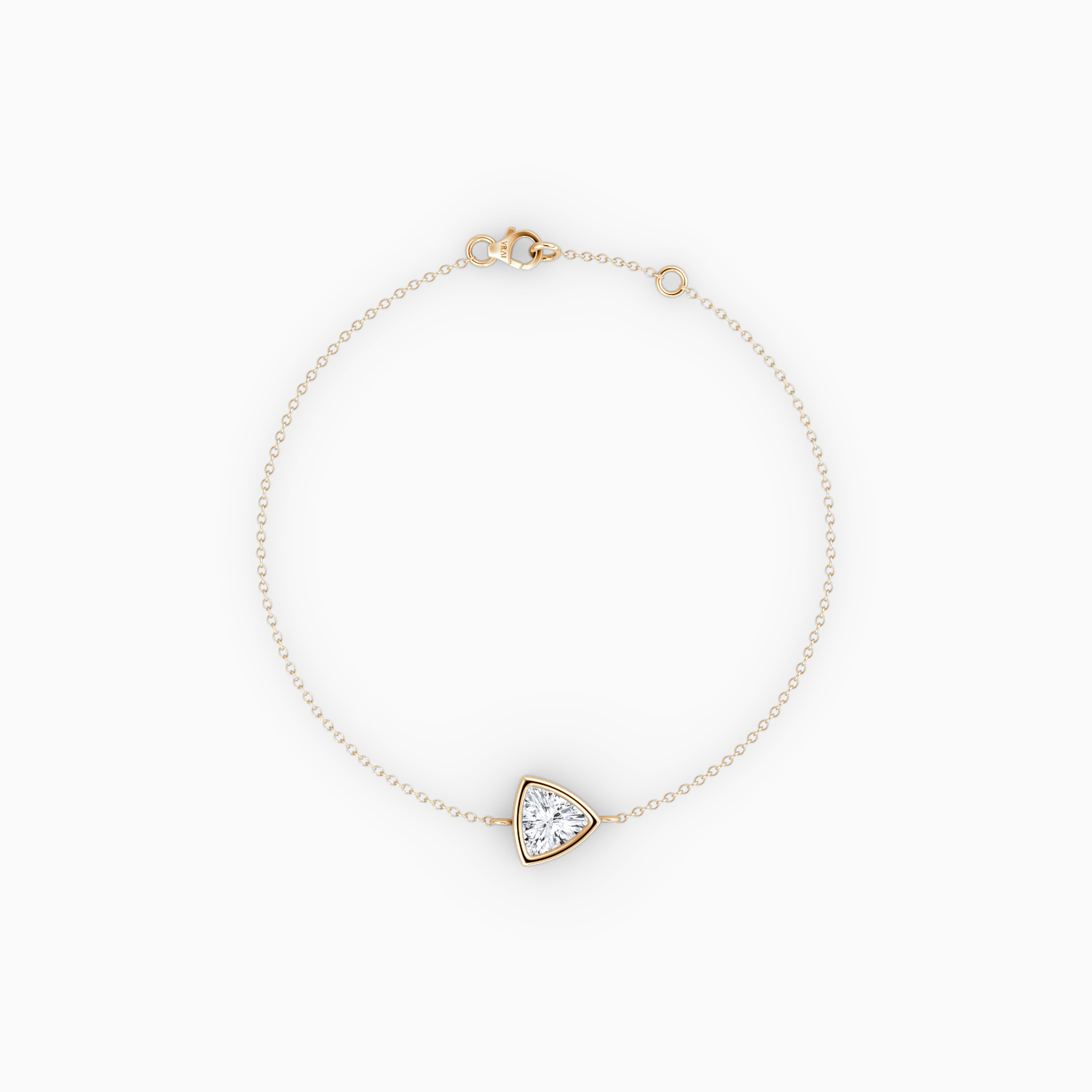 Bezel Solitaire Bracelet 14k Rose Gold Trillion Cut 1 4 Carat Created Diamond