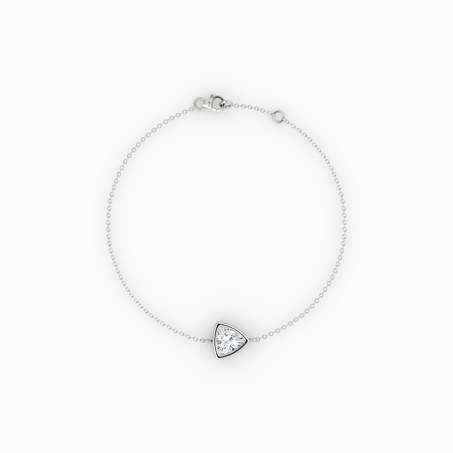 Bezel Solitaire Bracelet 14k White Gold Trillion Cut 1 4 Carat Created Diamond