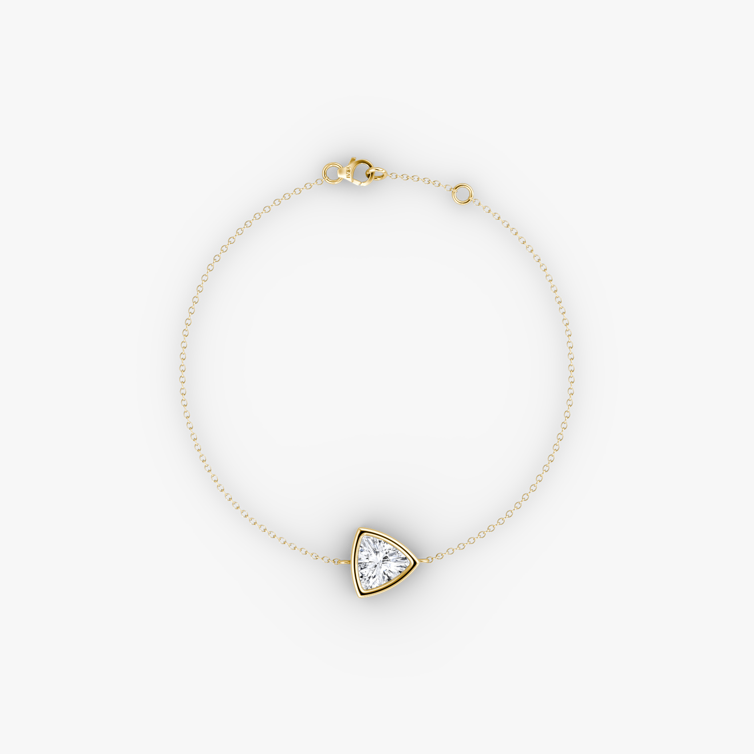 Bezel Solitaire Bracelet 14k Yellow Gold Trillion Cut 1 2 Carat Created Diamond