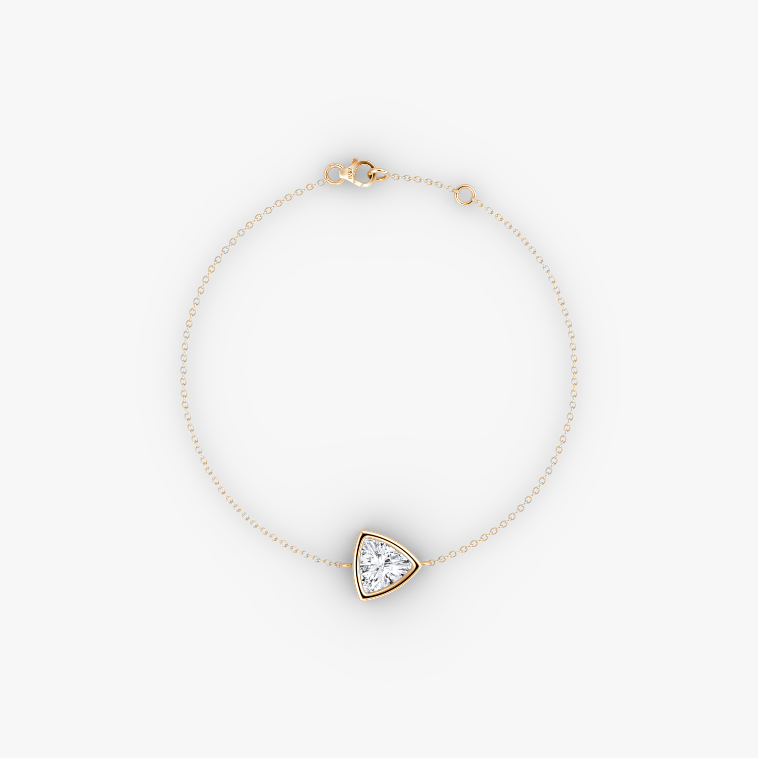 Bezel Solitaire Bracelet 14k Rose Gold Trillion Cut 1 2 Carat Created Diamond