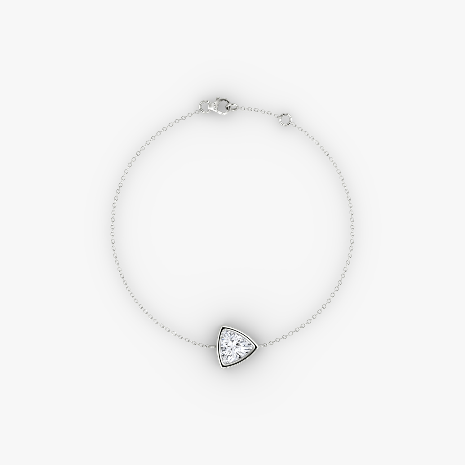 Bezel Solitaire Bracelet 14k White Gold Trillion Cut 1 2 Carat Created Diamond
