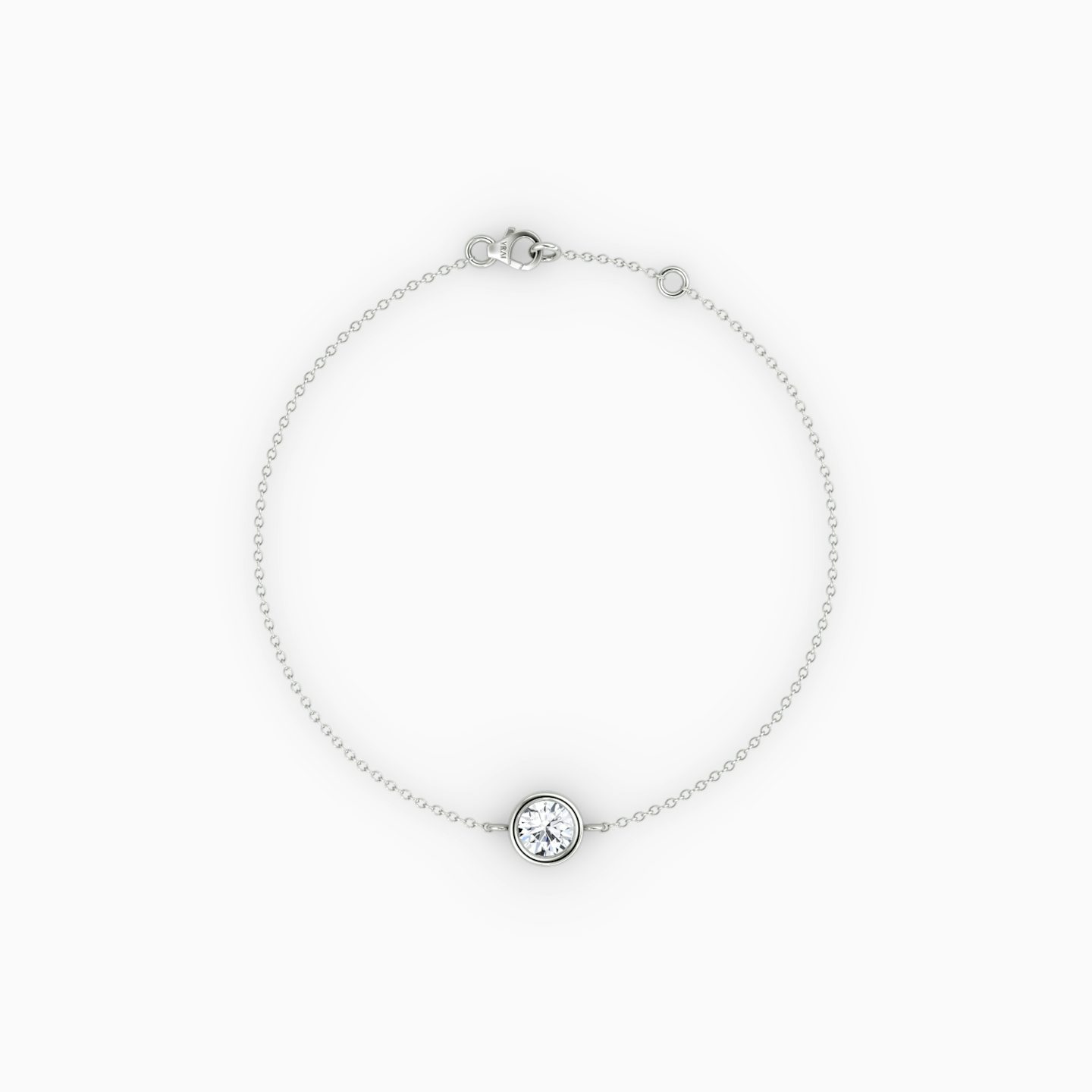 Bracelet Bezel Solitaire | Rond Brillant | 14k | Or blanc 18 carats | Poids en carats: 1/10