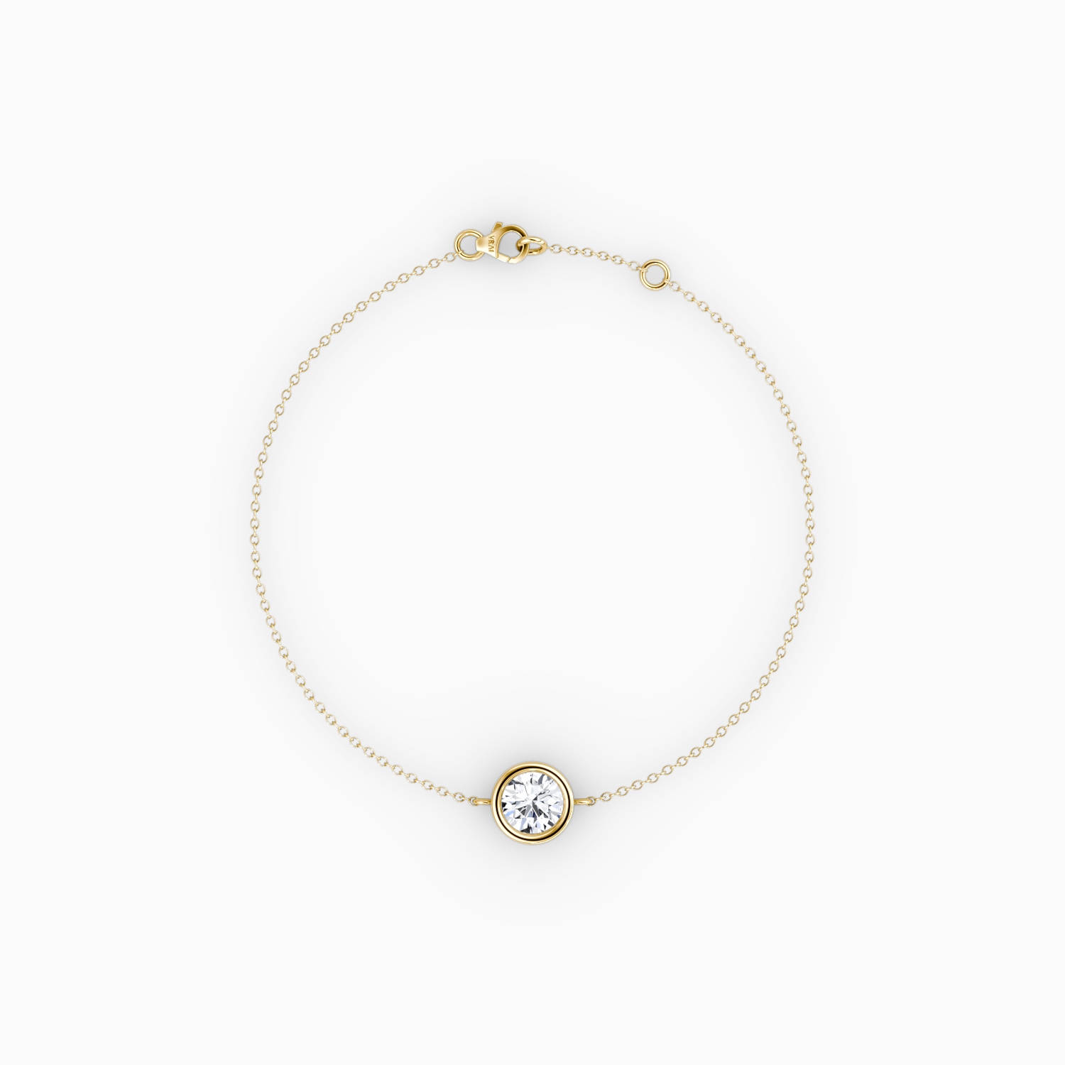 Bezel Solitaire Bracelet 14k Yellow Gold Round Brilliant Cut 1 4 Carat Created Diamond