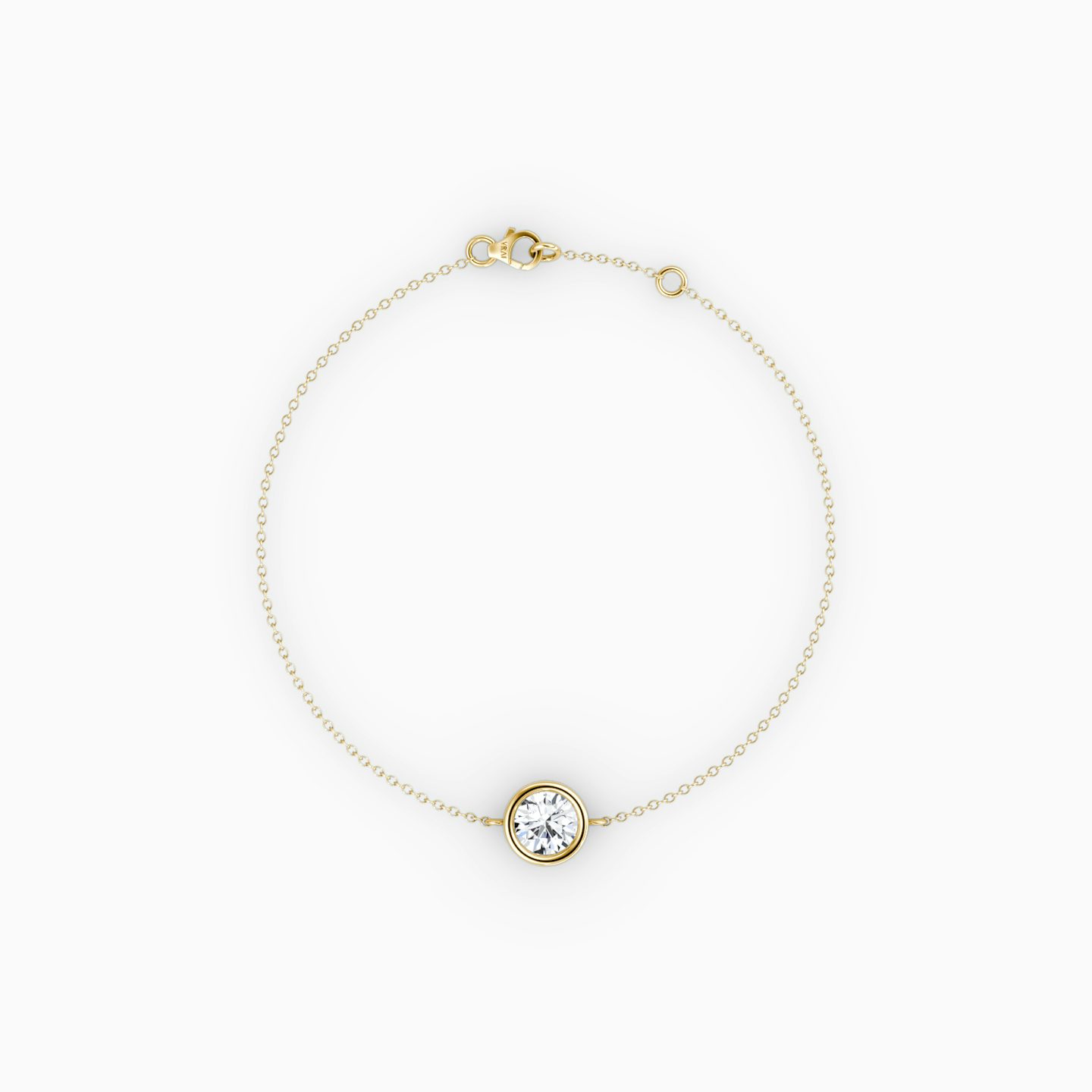 Bracelet Bezel Solitaire | Rond Brillant | 14k | Or jaune 18 carats | Poids en carats: 1/4
