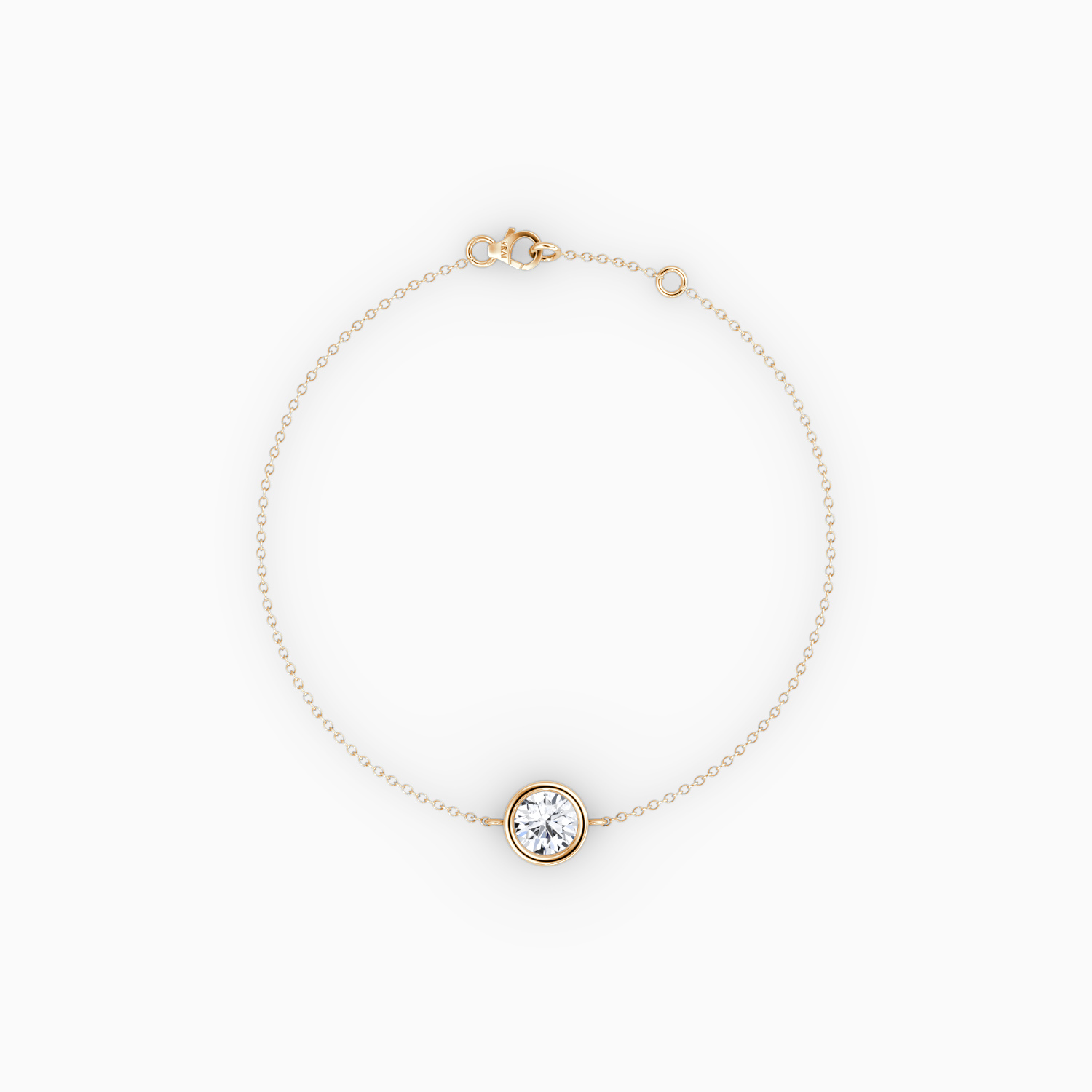 Bezel Solitaire Bracelet 14k Rose Gold Round Brilliant Cut 1 4 Carat Created Diamond