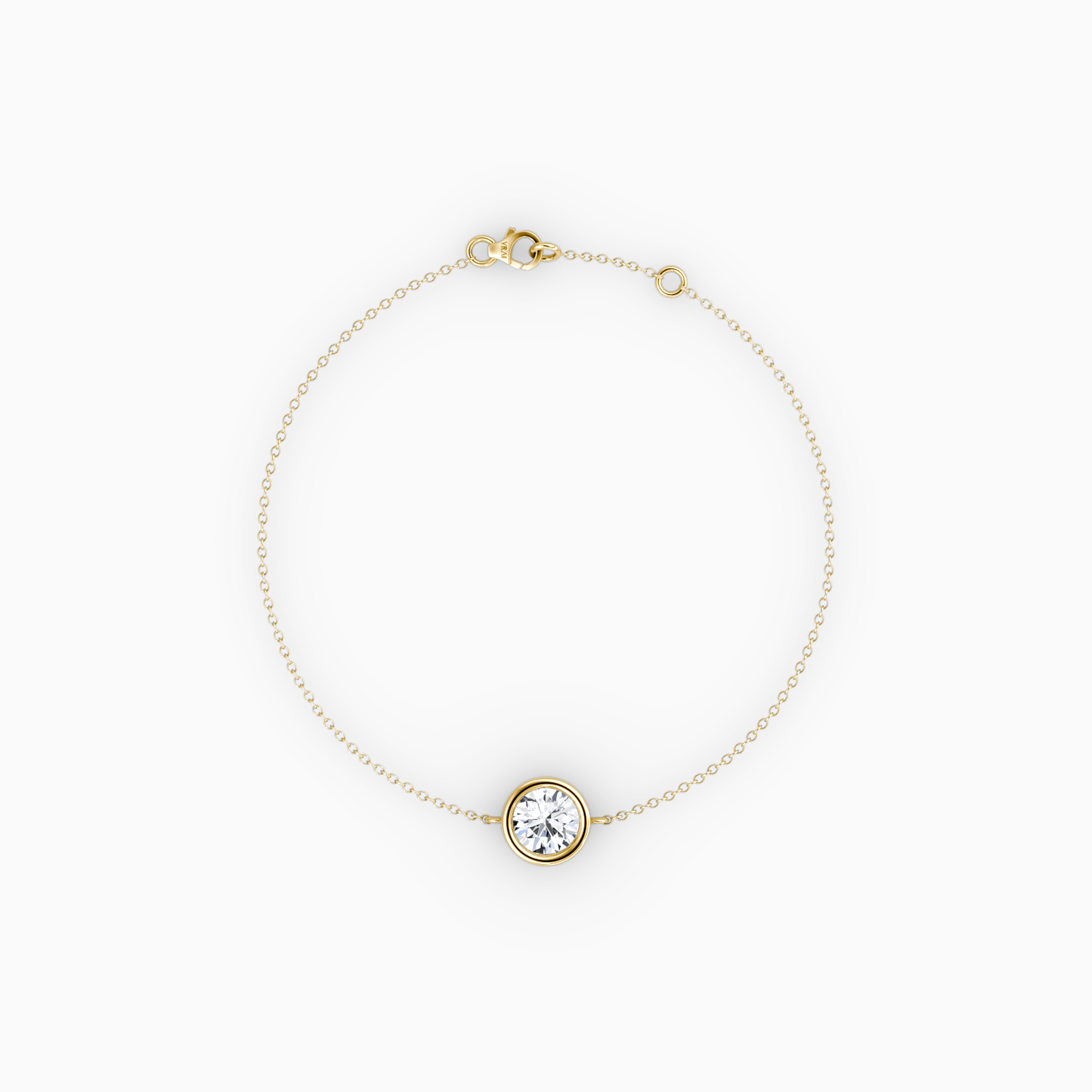 Bezel Solitaire Bracelet 14k Yellow Gold Round Brilliant Cut 1 3 Carat Created Diamond