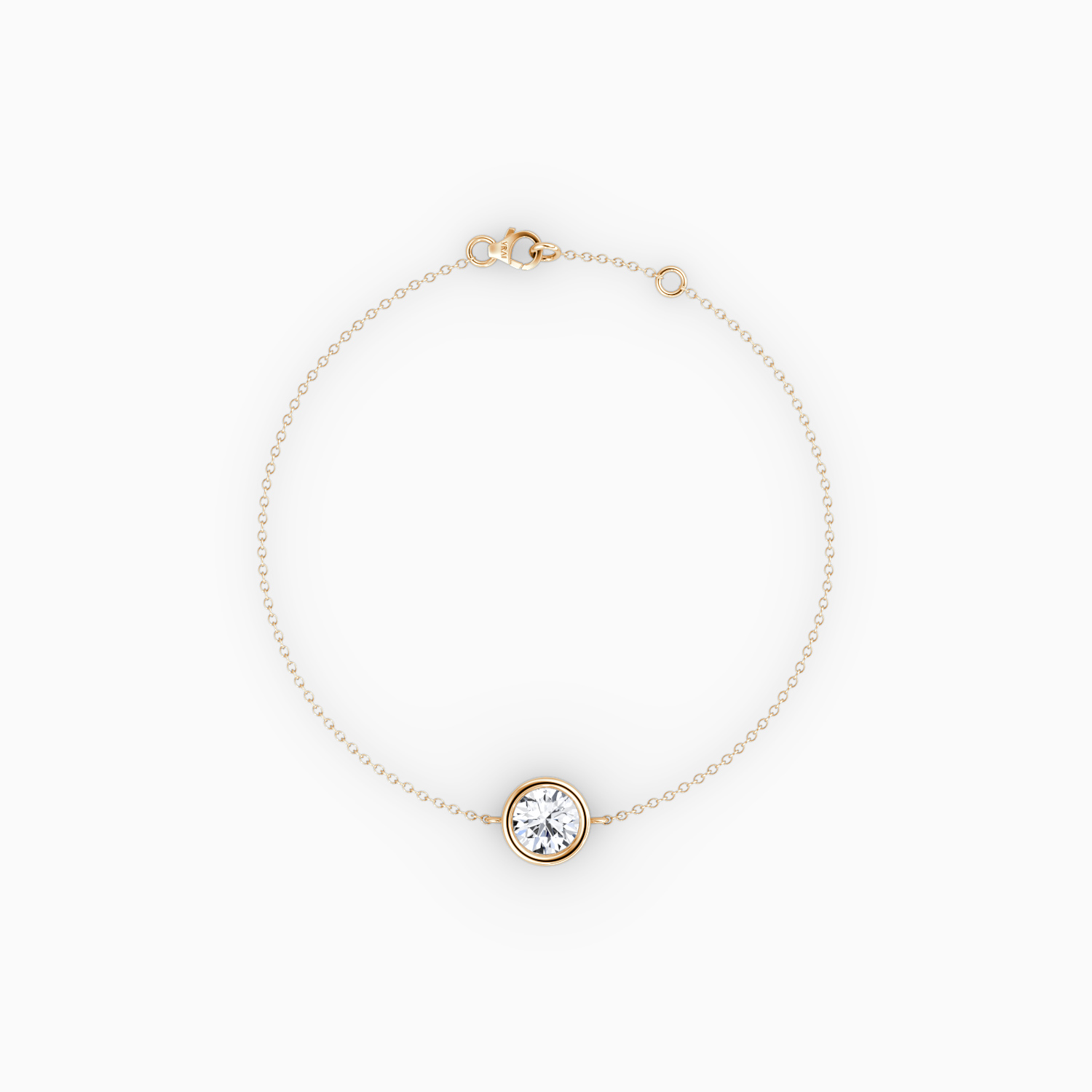 Bezel Solitaire Bracelet 14k Rose Gold Round Brilliant Cut 1 3 Carat Created Diamond