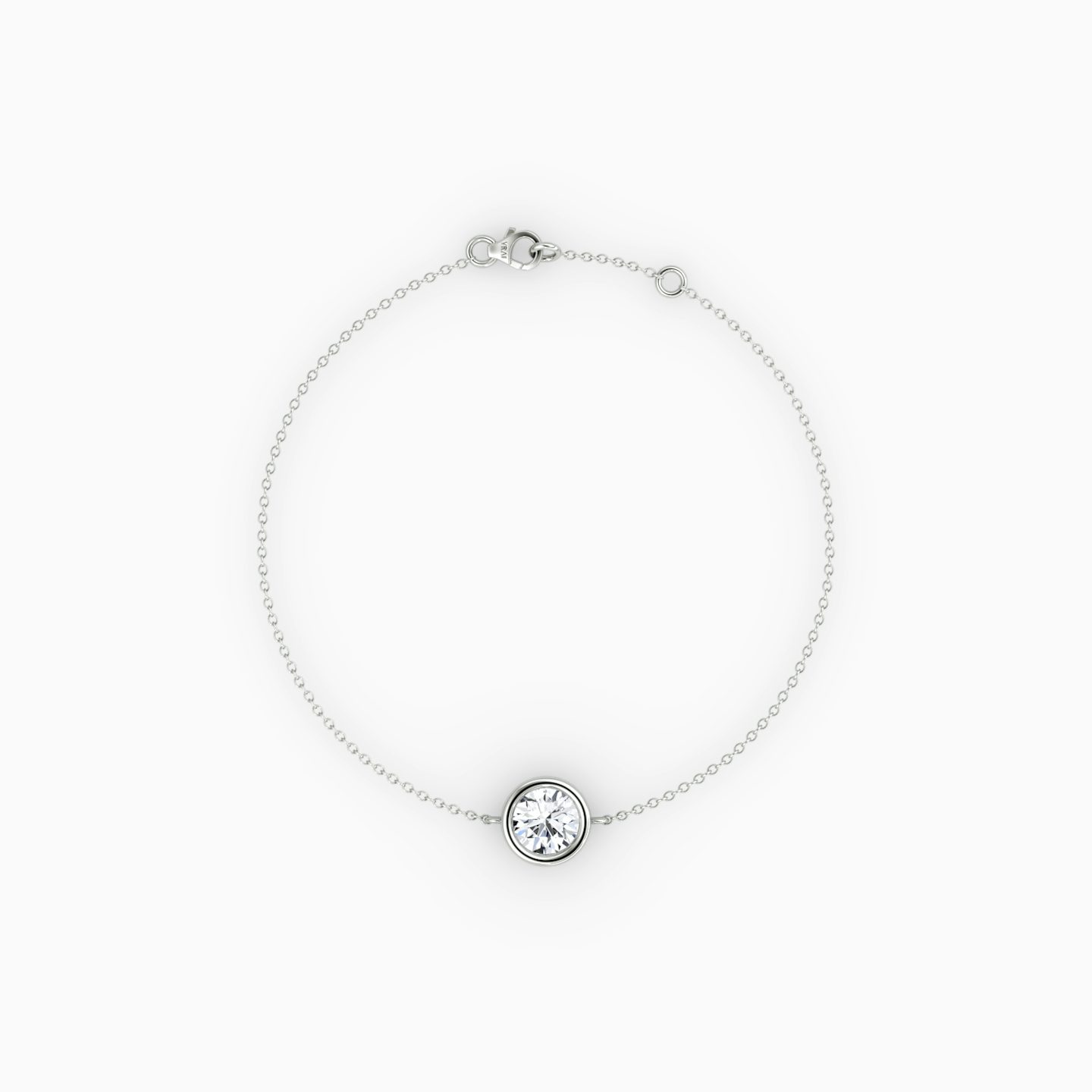 Bracelet Bezel Solitaire | Rond Brillant | 14k | Or blanc 18 carats | Poids en carats: 1/3