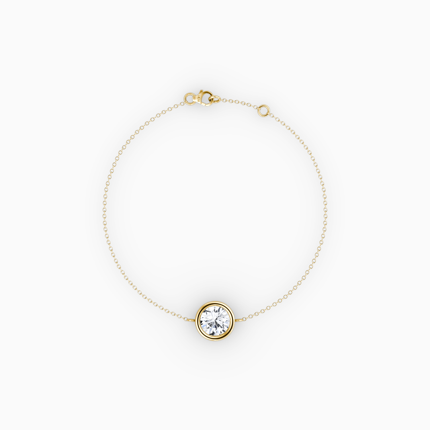 Bezel Solitaire Bracelet 14k Yellow Gold Round Brilliant Cut 1 2 Carat Created Diamond