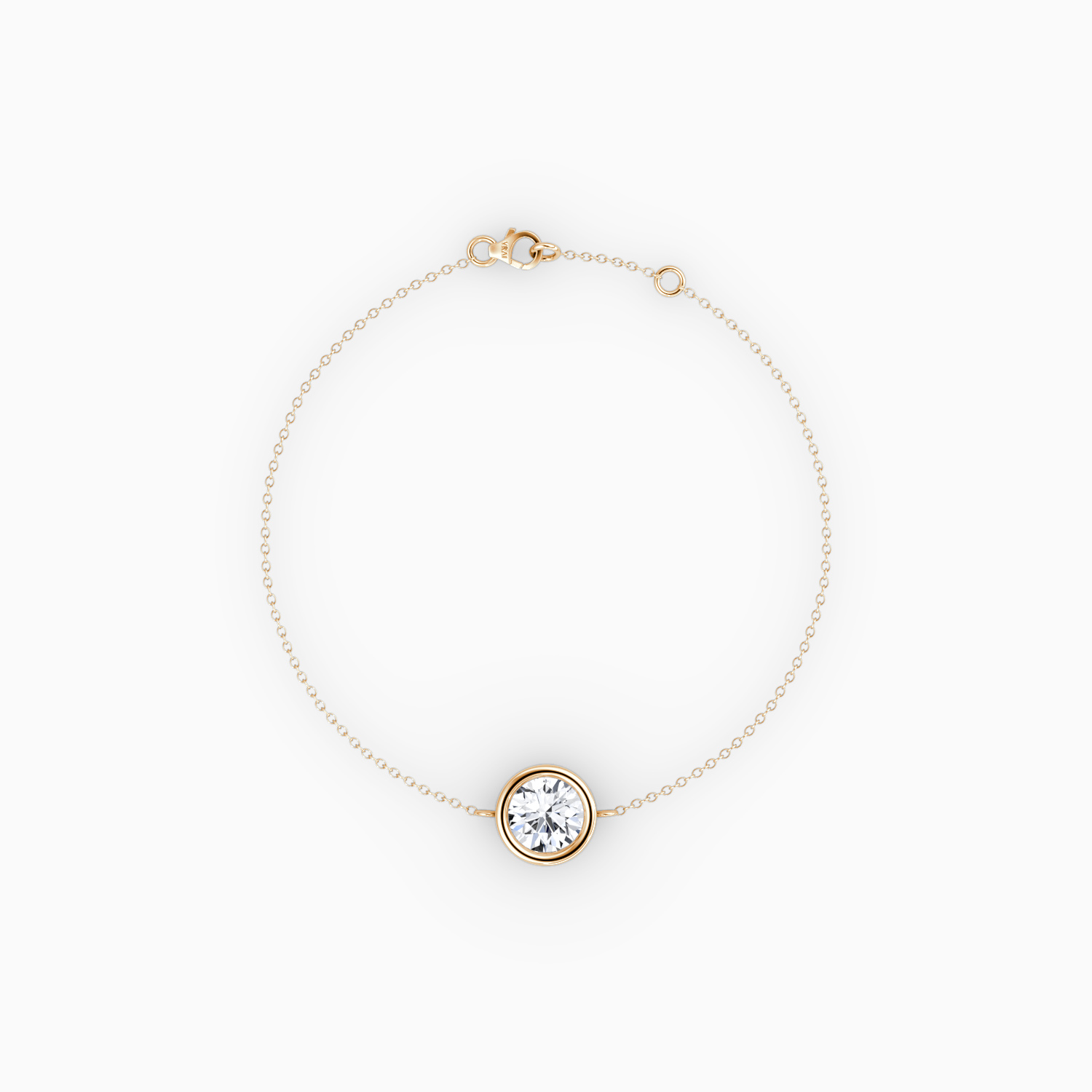Bezel Solitaire Bracelet 14k Rose Gold Round Brilliant Cut 1 2 Carat Created Diamond