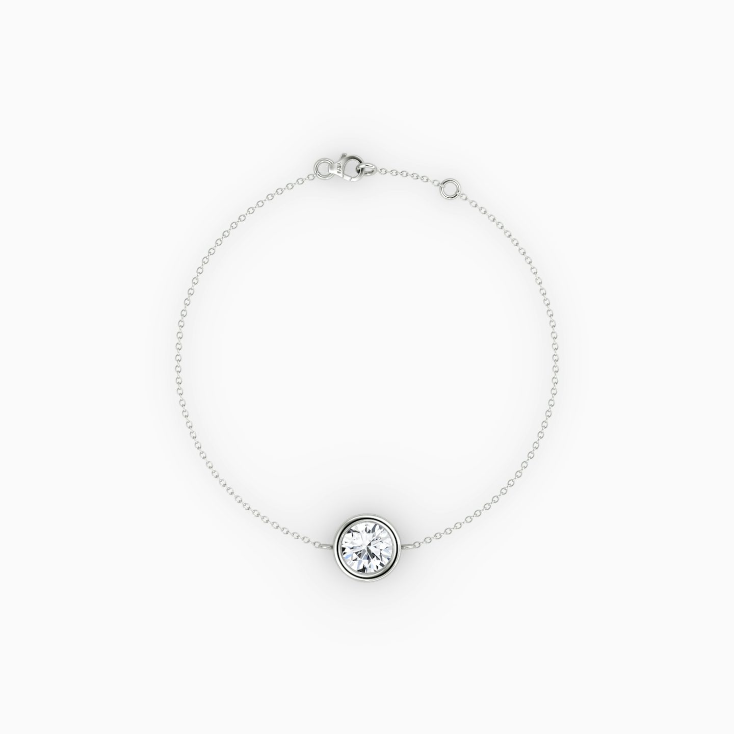 Bracelet Bezel Solitaire | Rond Brillant | 14k | Or blanc 18 carats | Poids en carats: 1/2