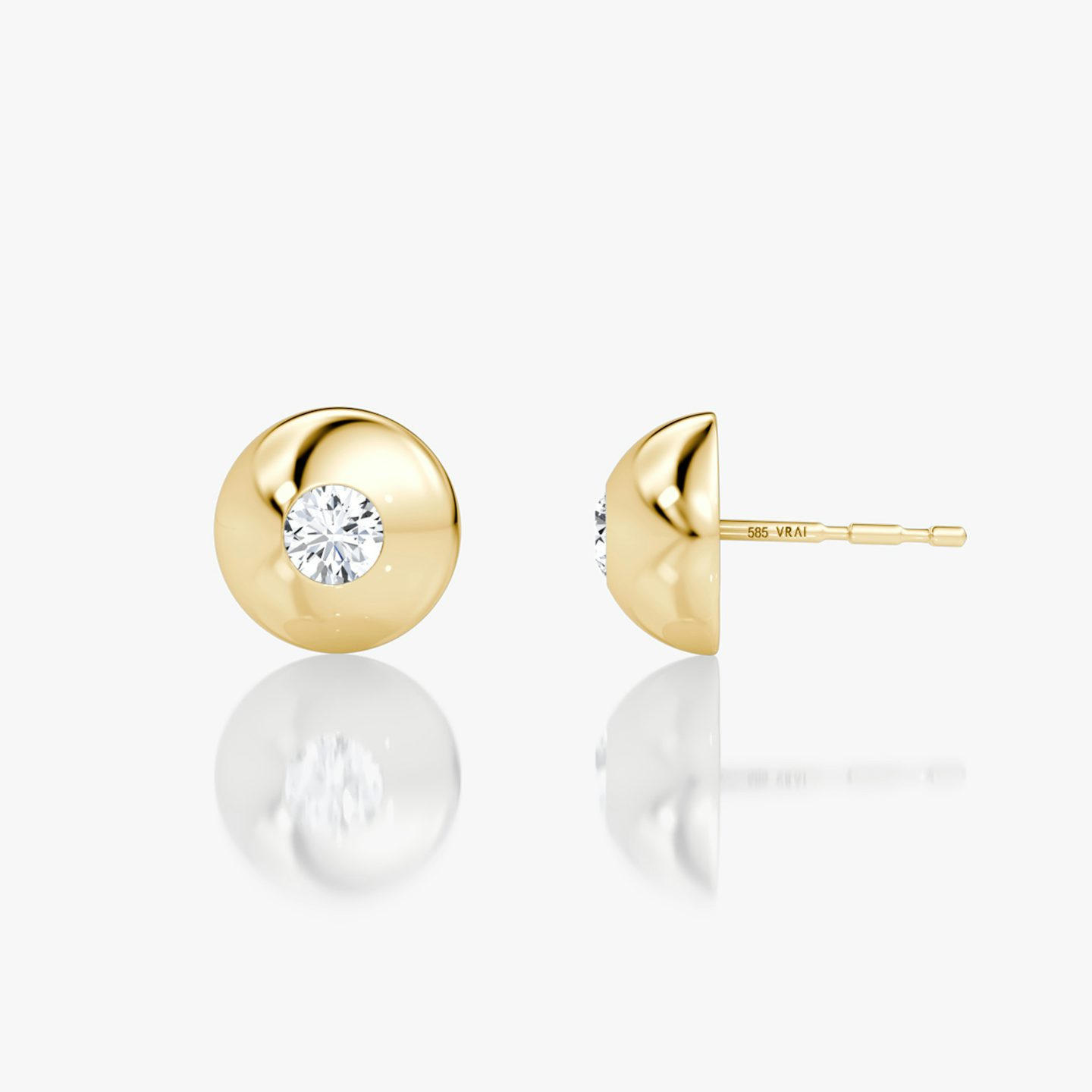 Dome Studs | round-brilliant | 14k | yellow-gold | caratWeight: 0.25ct | domeWidth: 10mm