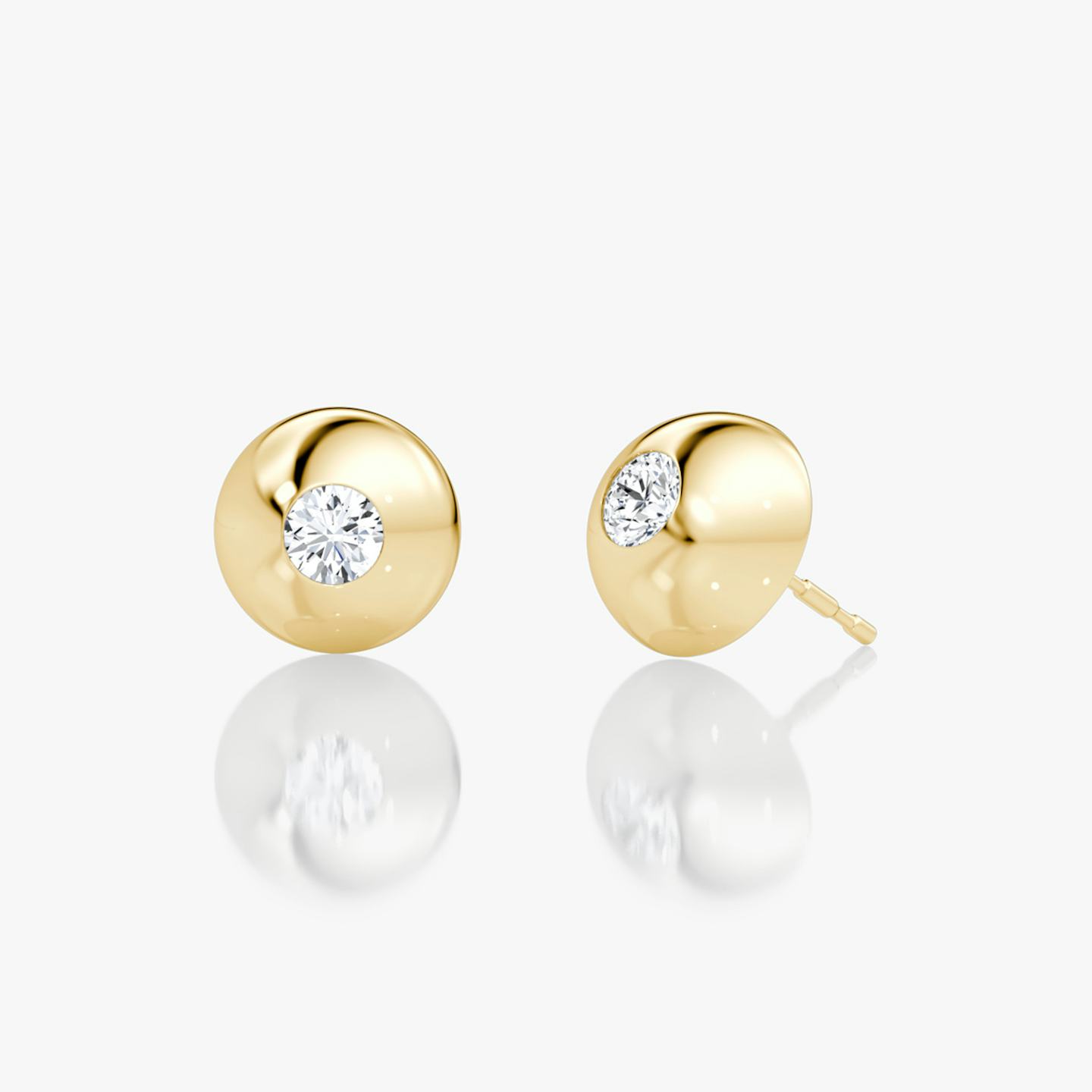 Dome Studs | Round Brilliant | 14k | 18k Yellow Gold | Carat weight: 1/4 | Dome width: 10mm