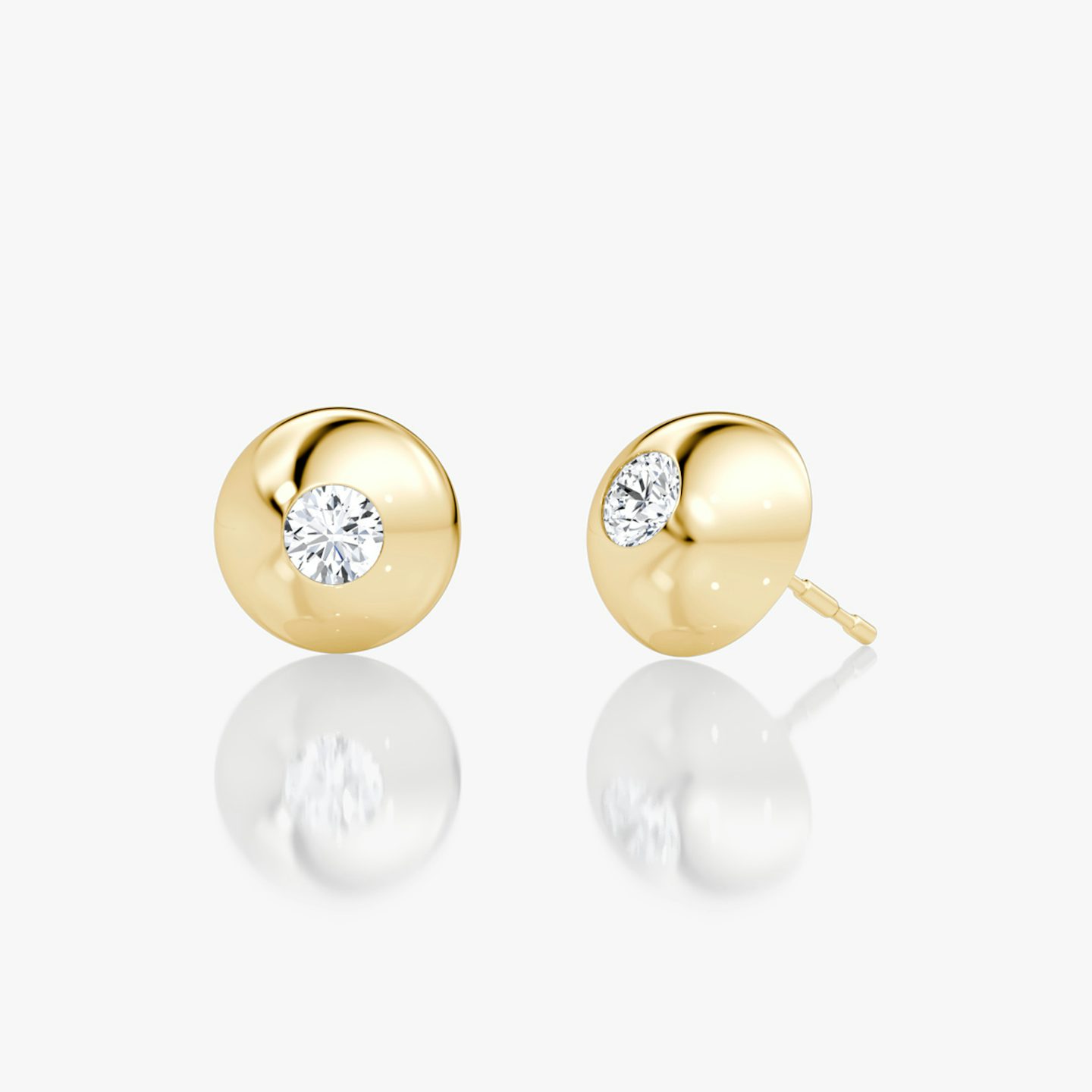 Dome Studs | round-brilliant | 14k | yellow-gold | caratWeight: 0.25ct | domeWidth: 10mm
