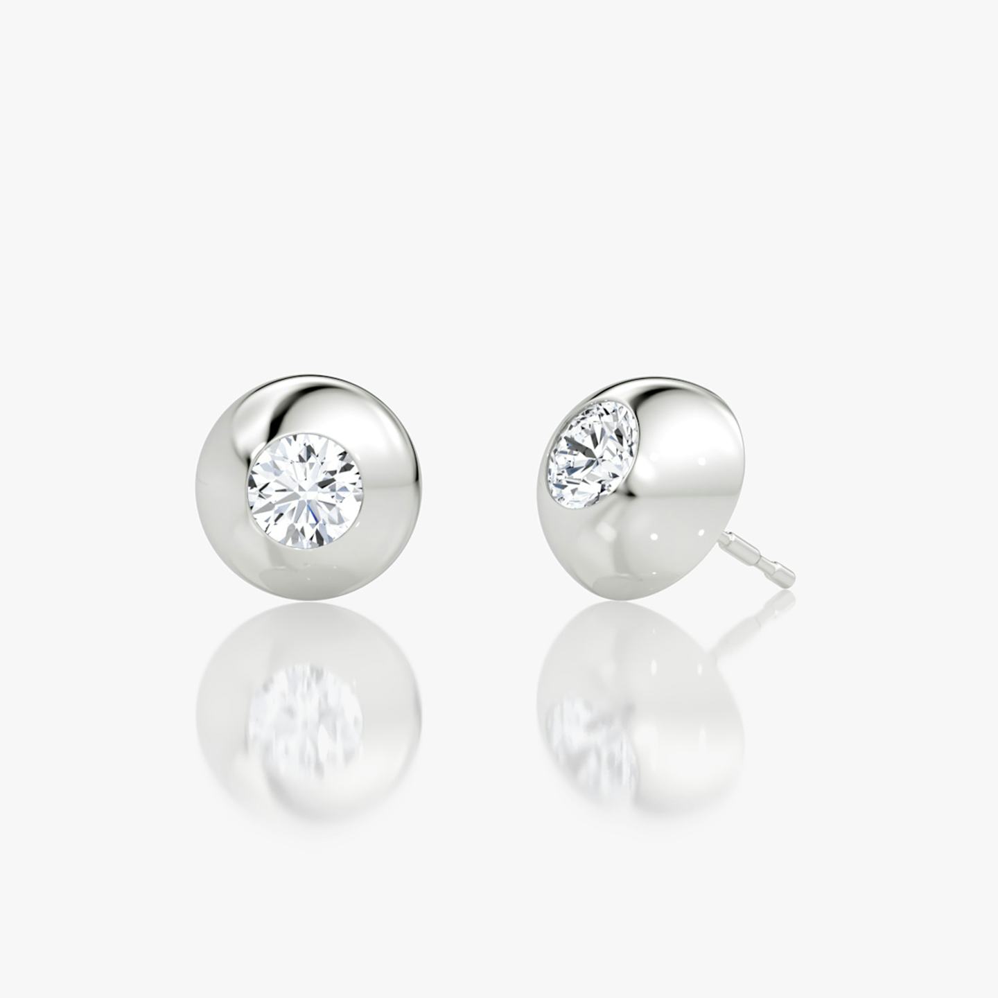 Dome Studs | Round Brilliant | 14k | 18k White Gold | Carat weight: 1/2 | Dome width: 10mm