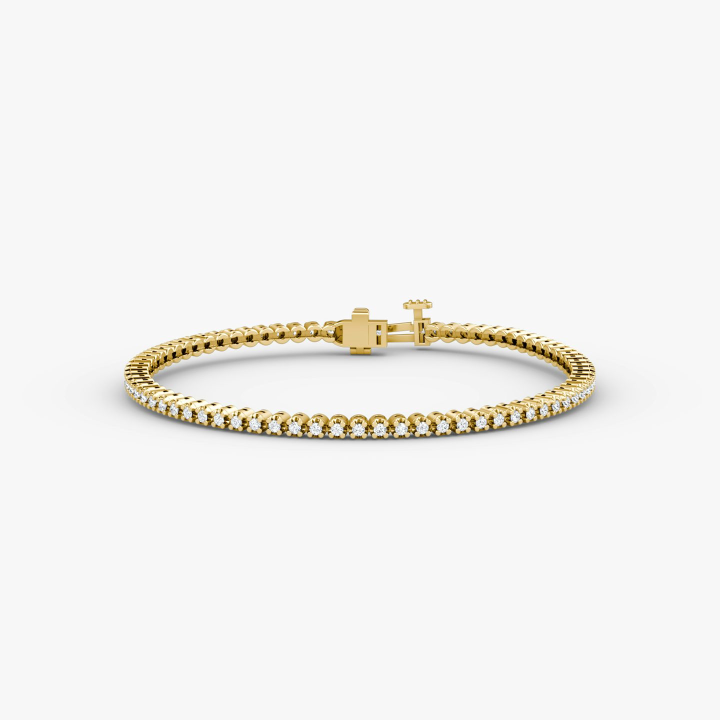Bracelet Tiny Tennis | Rond Brillant | 14k | Or jaune 18 carats | Taille des diamants: Petite | Longueur de la chaîne: 6