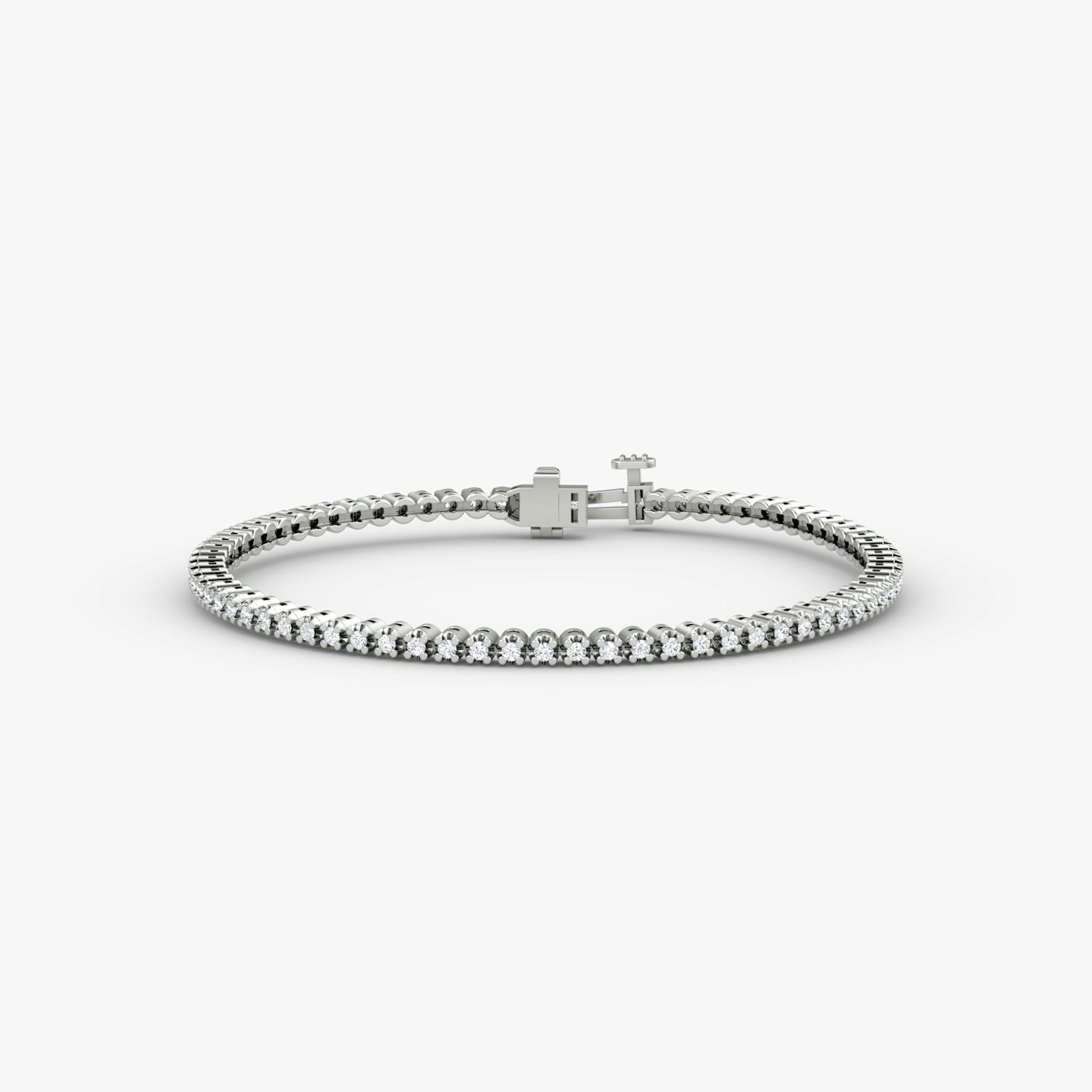 Bracelet Tiny Tennis | Rond Brillant | 14k | Or blanc 18 carats | Taille des diamants: Petite | Longueur de la chaîne: 5.5