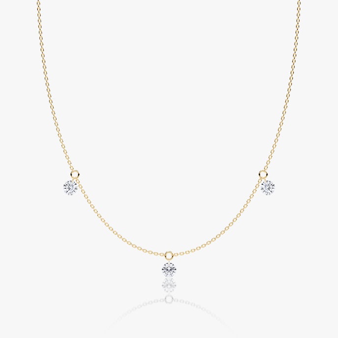 Floating Station NecklaceRound Brilliant | Yellow Gold