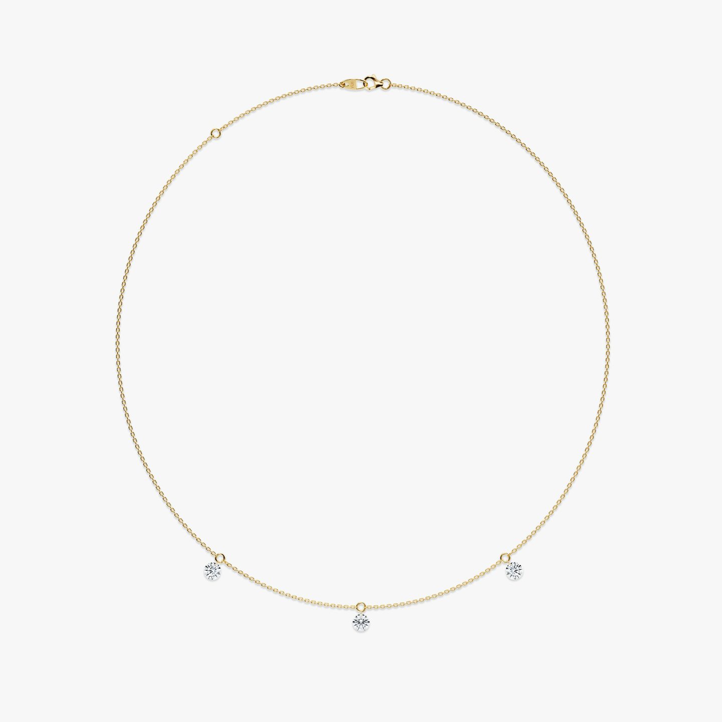 Floating Station Necklace | round-brilliant | 14k | yellow-gold | diamondCount: 3 | chainLength: 16-18