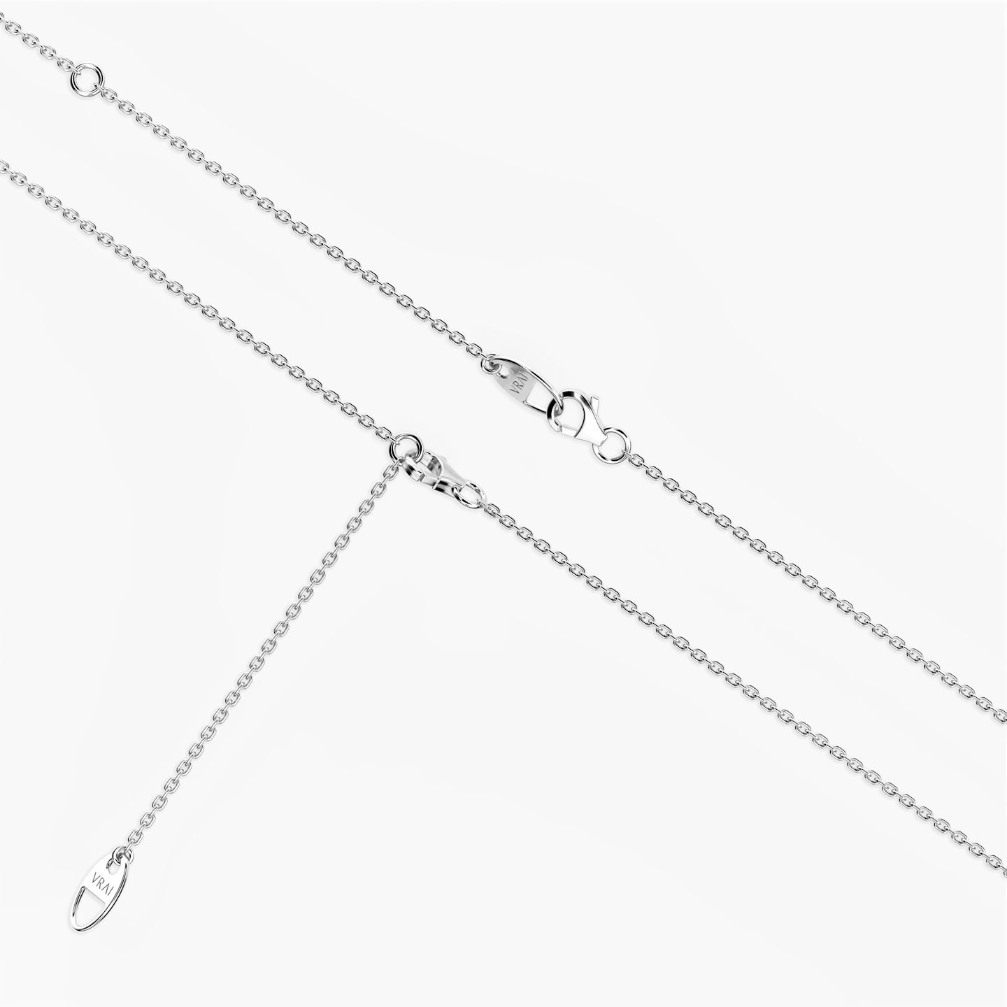 Floating Station Necklace | Round Brilliant | 14k | 18k White Gold | Diamond count: 5 | Chain length: 16-18