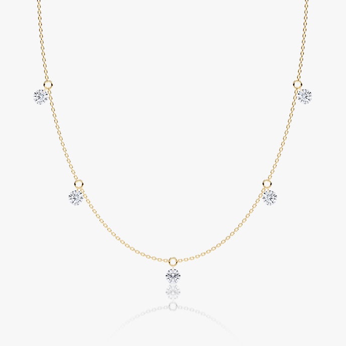 Floating Station NecklaceRound Brilliant | Yellow Gold