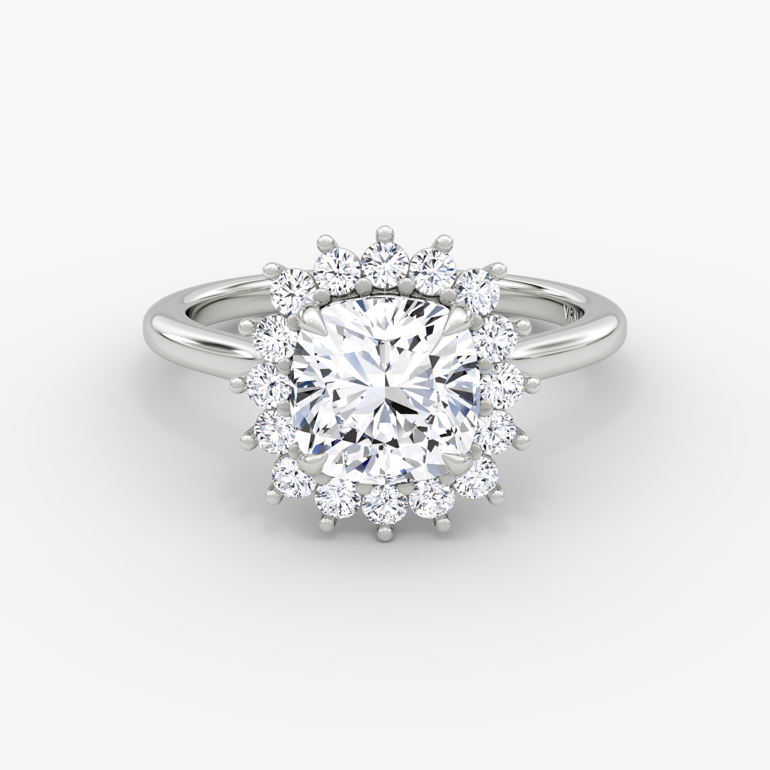 Floral Cathedral Cushion Engagement Ring | 18k White Gold