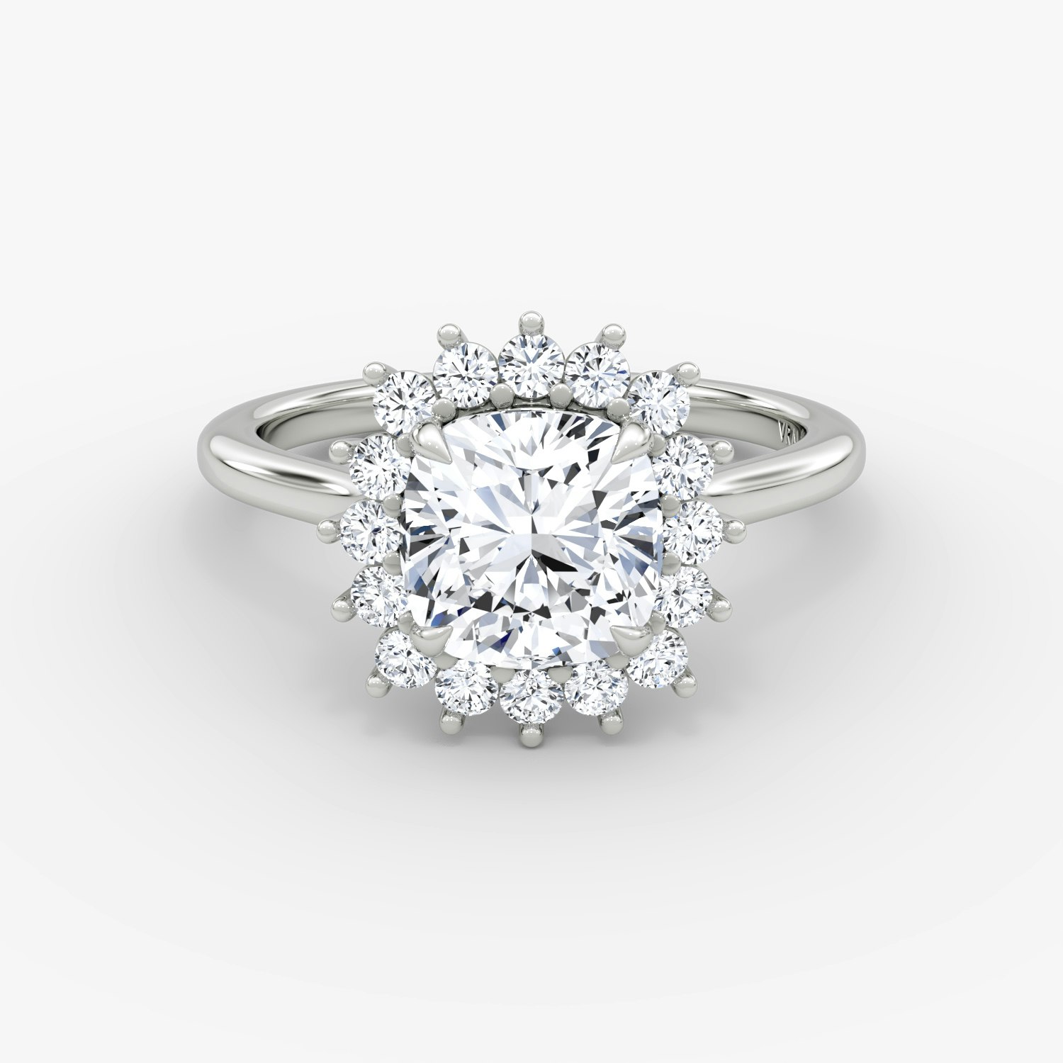 Floral Cathedral Cushion Engagement Ring | 18k White Gold