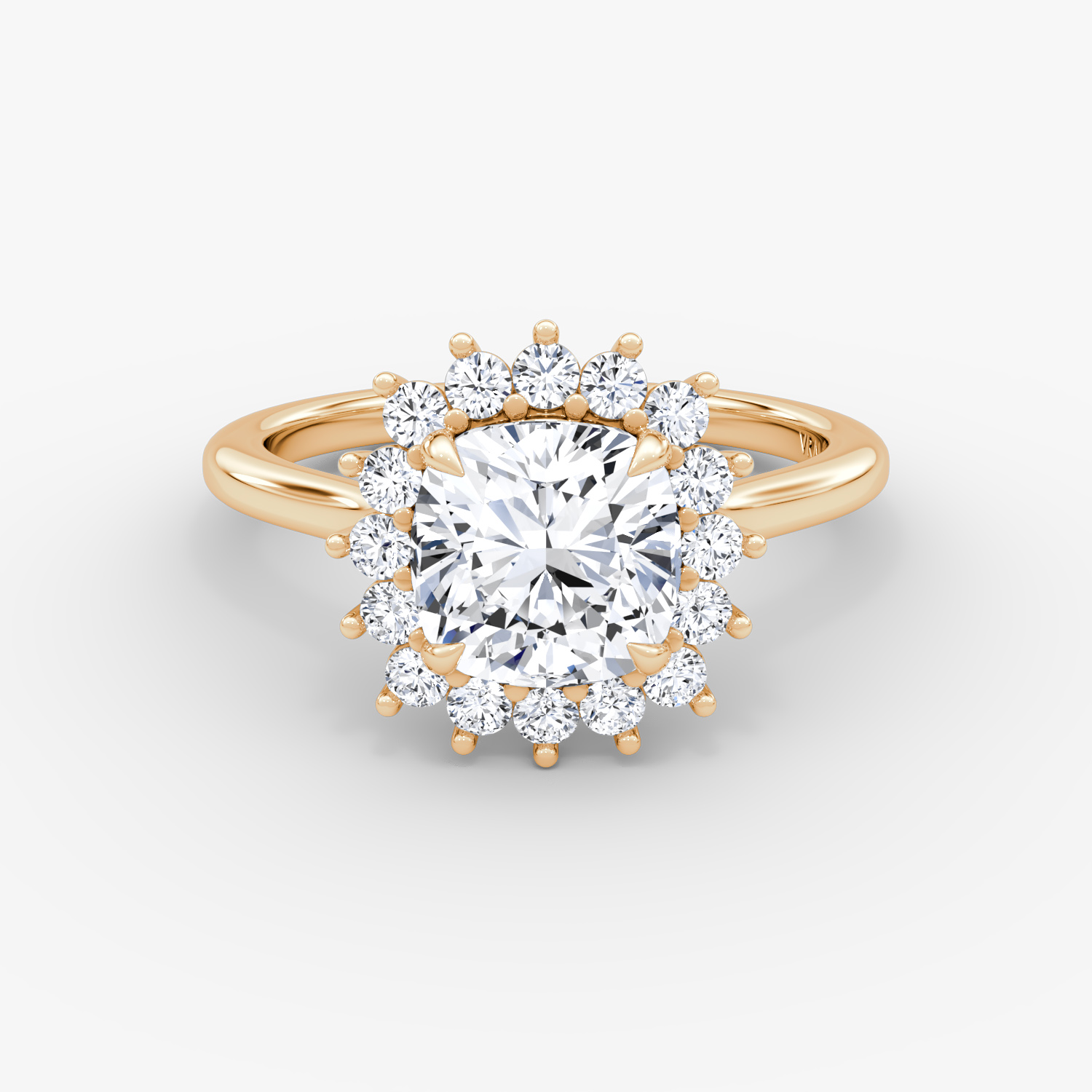 Floral Cathedral Cushion Engagement Ring | 14k Rose Gold