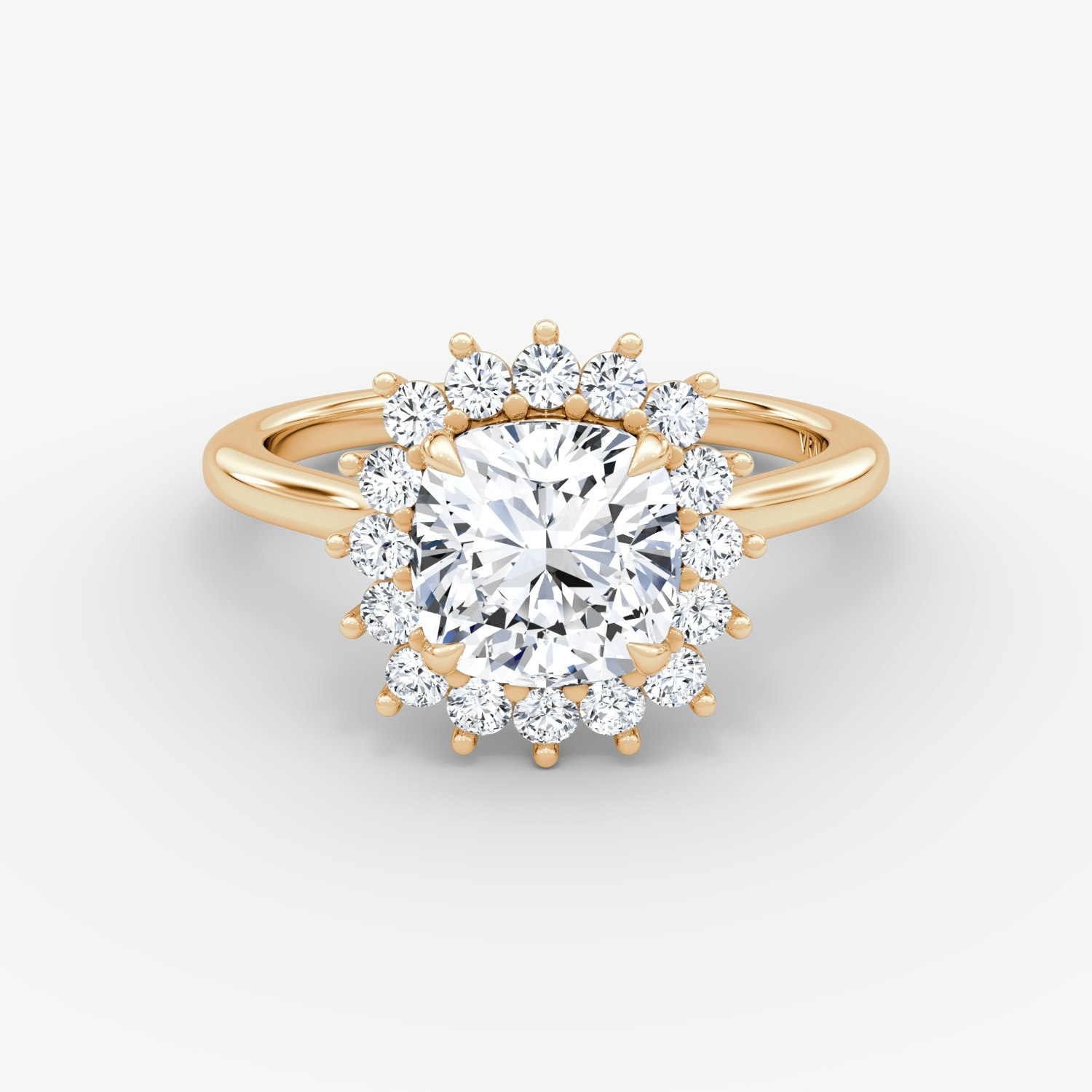 Floral Cathedral Cushion Engagement Ring | 14k Rose Gold