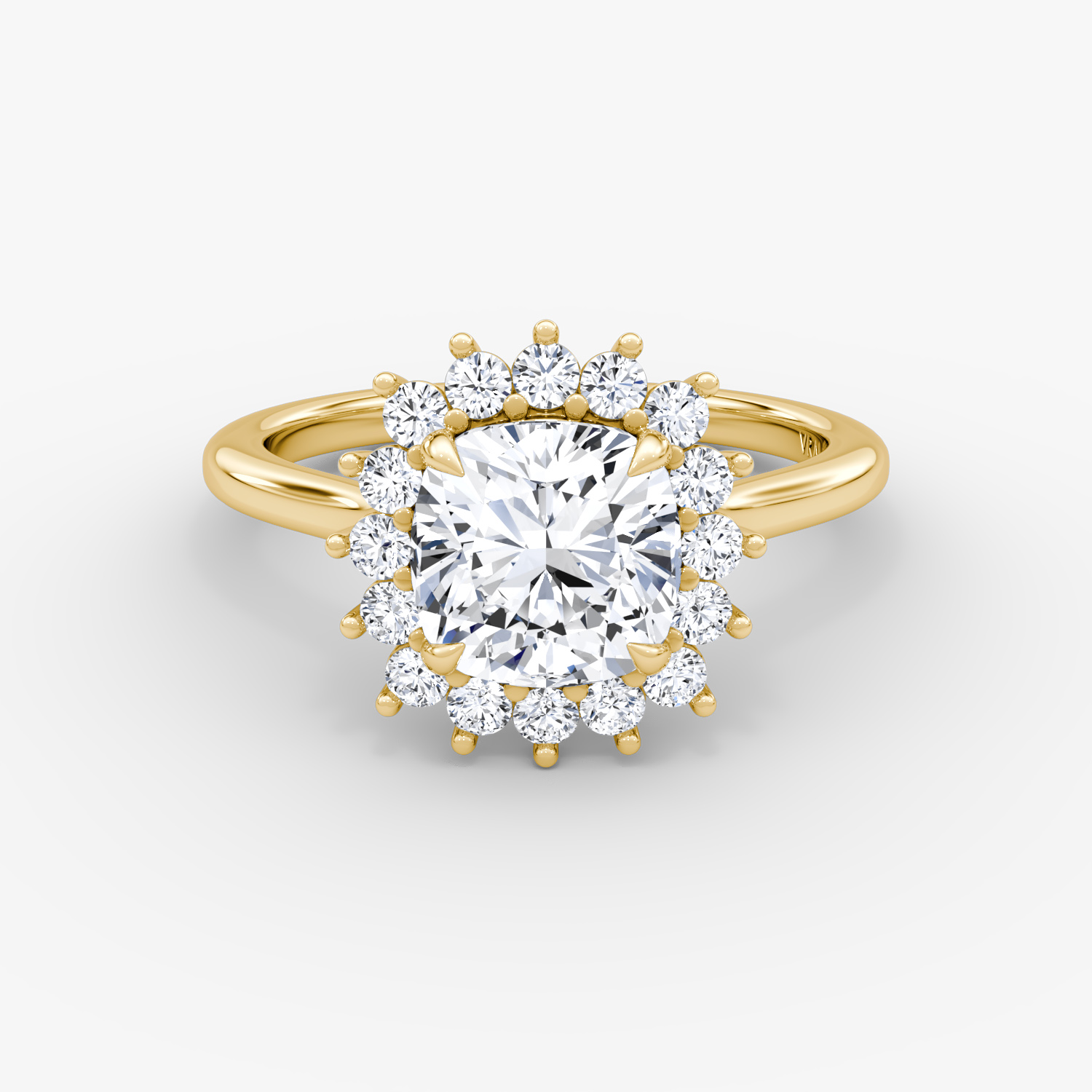 Floral Cathedral Cushion Engagement Ring | 18k Yellow Gold