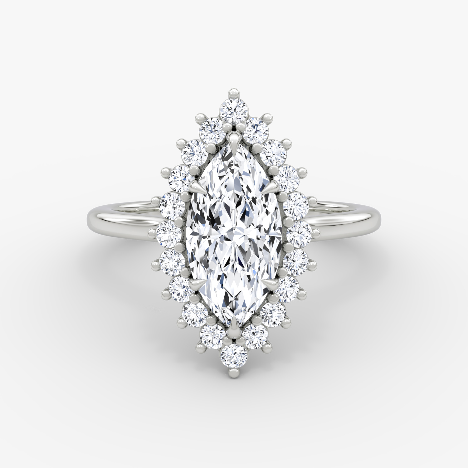 Floral Cathedral Marquise Engagement Ring | 18k White Gold