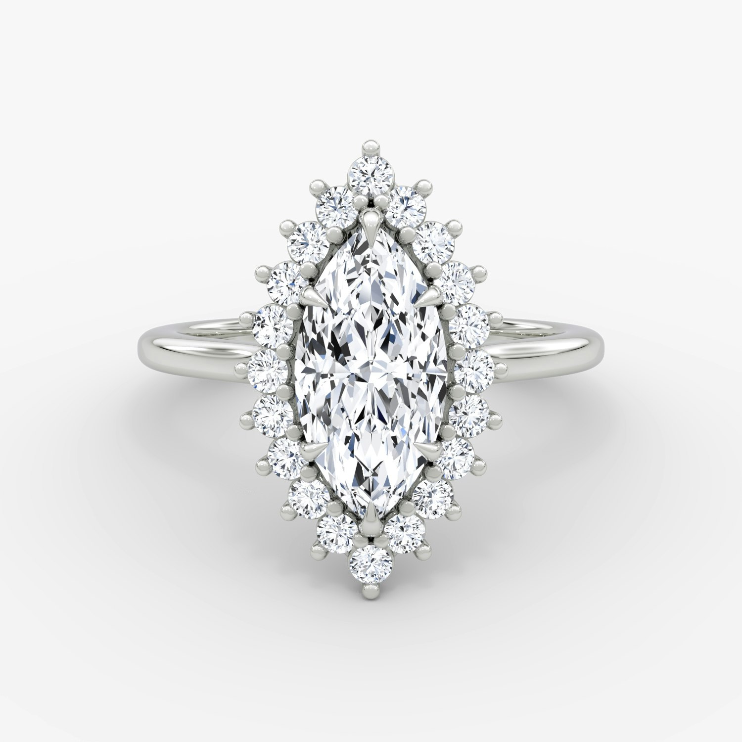 Floral Cathedral Marquise Engagement Ring | 18k White Gold